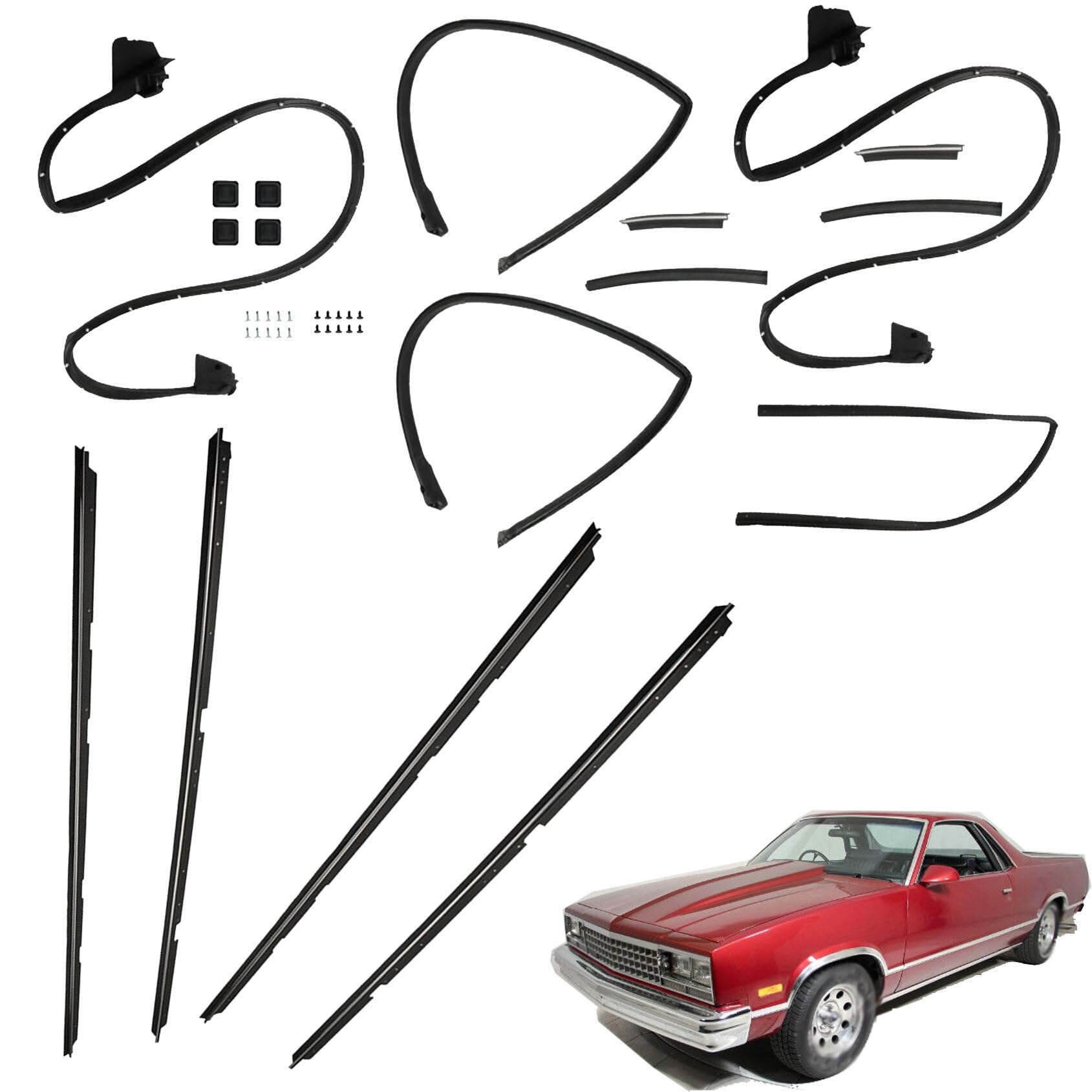 ANTUKO Black 17PCS Tailgate Door Weatherstripping Seal Kit Replacement for 1978-1987 El Camino Caballero