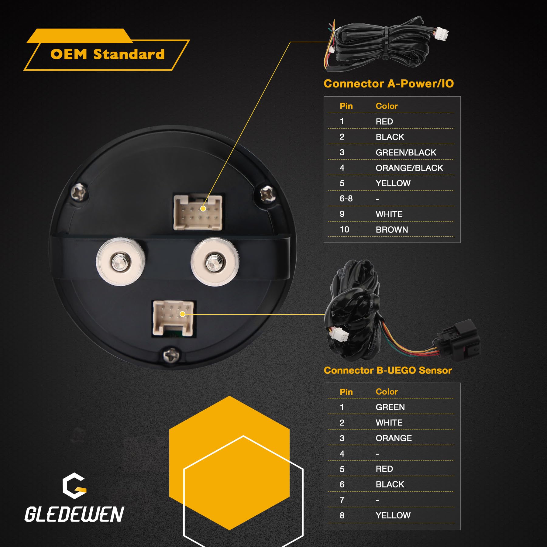 30-0300 Wideband UGEO Air Fuel Ratio Gauge 52mm(2-1/16), AFR/Lambda Controller Kit with LSU 4.9 Sensor