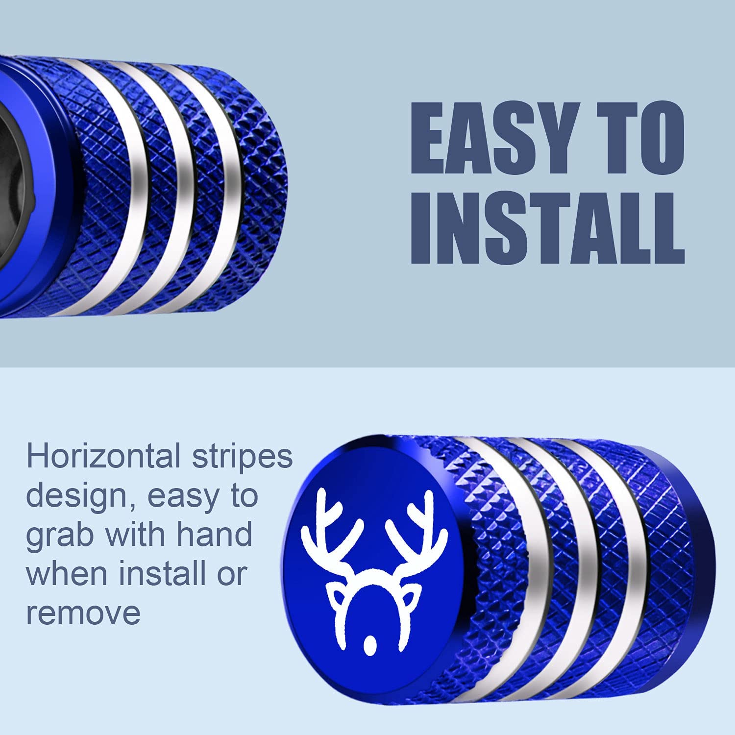 Tire Valve Stem Cap Cover - (5 Pack) Tire Air Cap Corrosion Christmas Reindeer Antler Antlers Auto Accessories Decoration For Car Truck Bike Blue