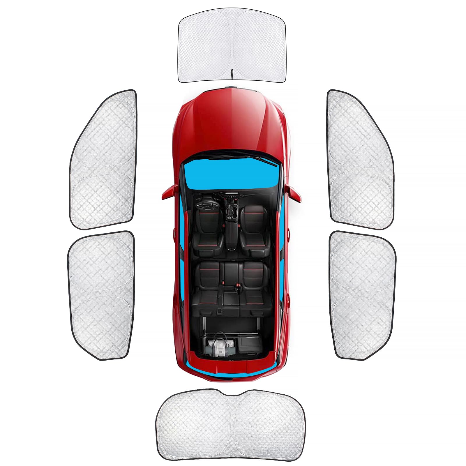 Kmf Windshield Sun Shade Replacement For Chevy Blazer Accessories 2019-2024, Side Window Sun Shade Cover Sun Visor Shield Cover,