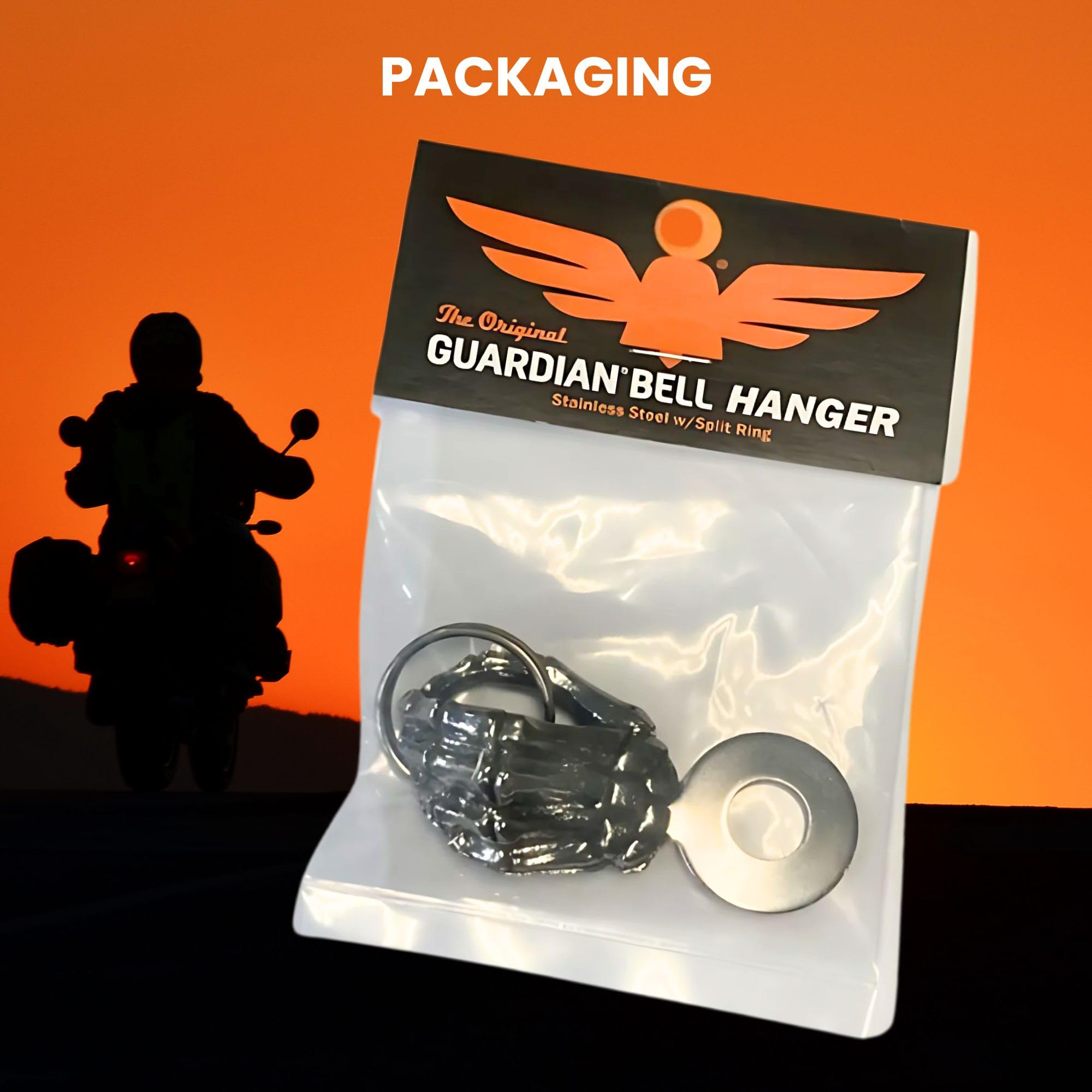 Guardian Bell Skeleton Good Luck Bell Hanger Mount | Motorcycle Bell | Lead-Free Pewter | Made In Usa