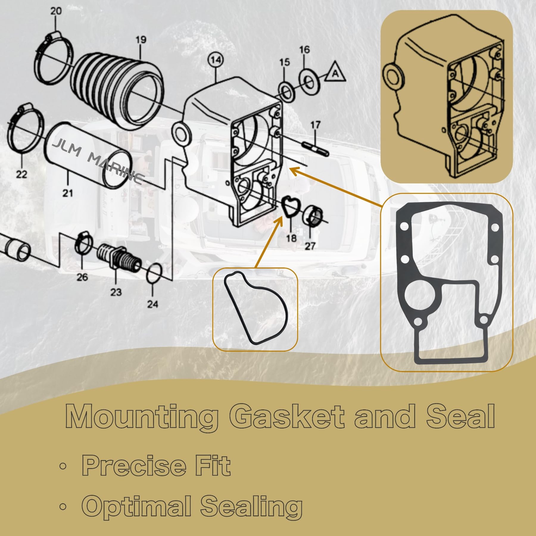 JLM MARINE 508105 Outdrive Mounting Gasket Set for Volvo Penta SX DP Drives and OMC Cobra Sterndrives Gasket Seal O-Ring 18-2613