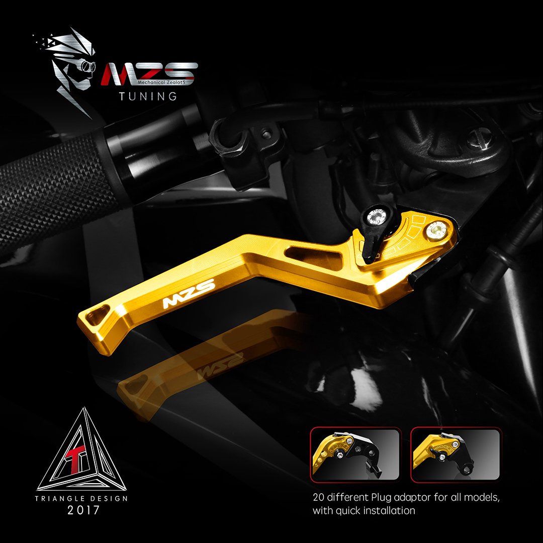 Mzs Motorcycle Clutch Brake Levers Short Gold Compatible With Mt07 Fz07 14-25 / Fj09 Fz09 Mt09 15-20 / Tenere 700 19-24 / Xsr700