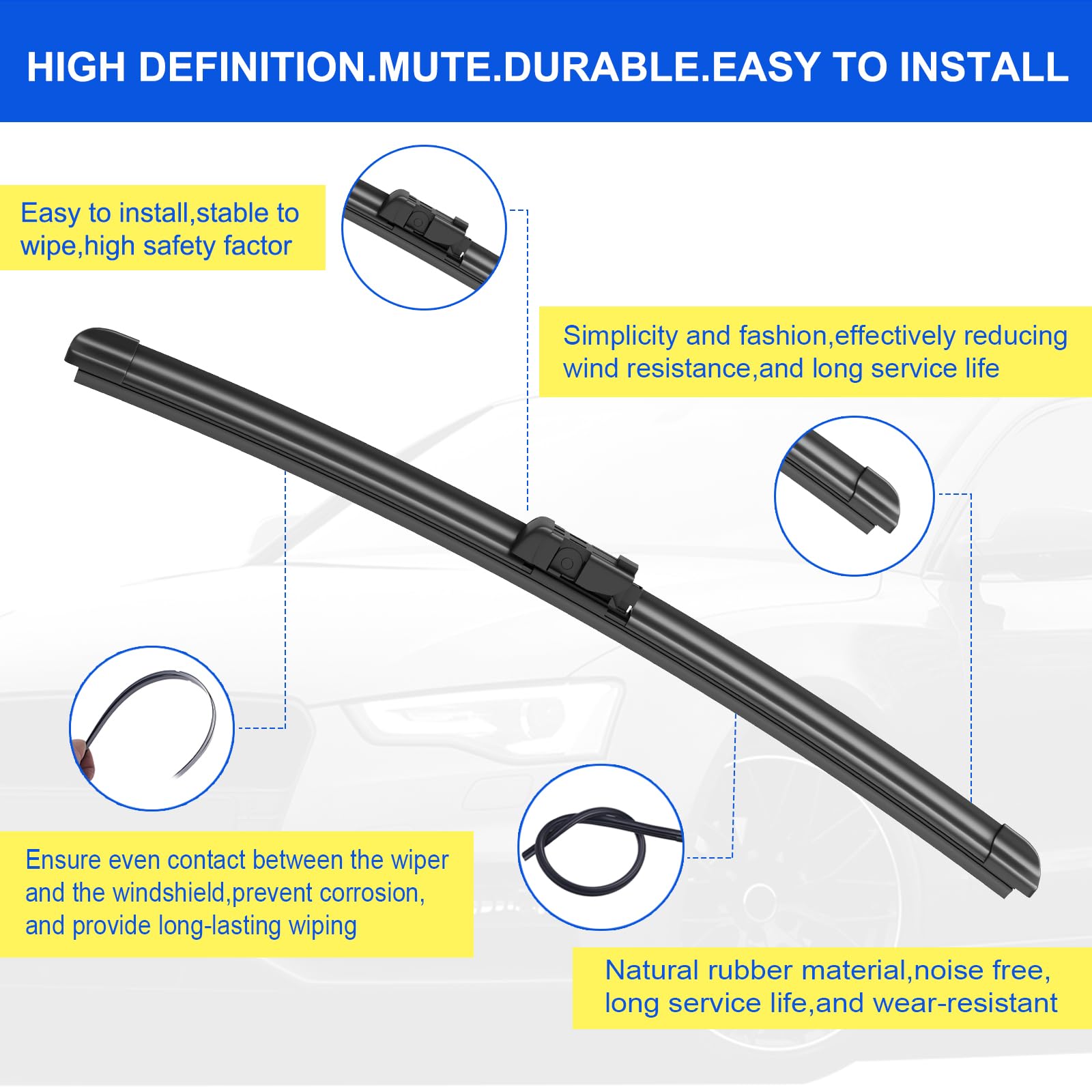 Anikluim 22''+22'' Wiper Blades With 12'' Rear Wiper Blade Set Replacement For 2007-2013 Chevrolet Tahoe Windshield Wipers Origi