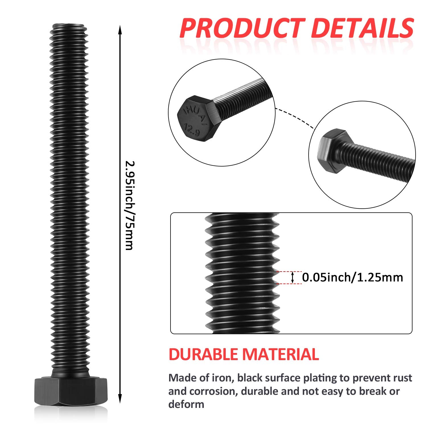 4 Pieces M8 8Mm Secondary Clutch Spreader Belt Change Removal Tool For Can-Am Atv'S And Sxs'S Bolt M8 X 1.25 X 70, 12.9 Cl, Pre Oil, Fully Threaded
