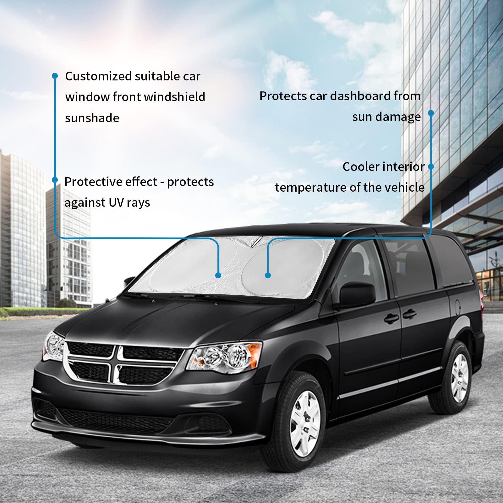 For Dodge Caravan 2006-2024 Front Windshield Sun Shade Sunshade-For Dodge Promaster 2014-2023 Windshield Cover, For Grand Carava