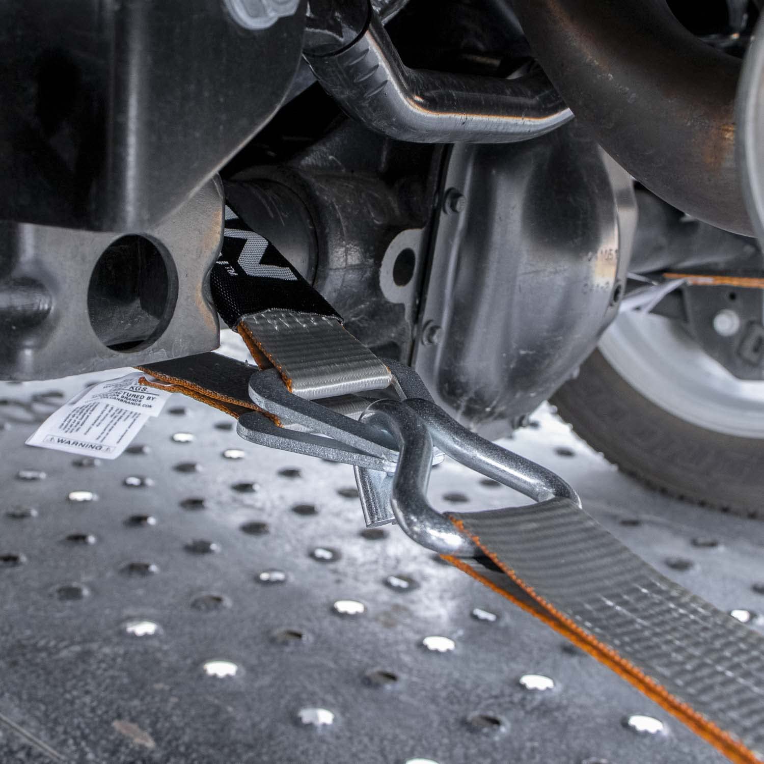 Vulcan Car Tie Down Axle Strap With Wear Pad - 2 Inch X 22 Inch - 4 Pack - Silver Series - 3,300 Pound Safe Working Load