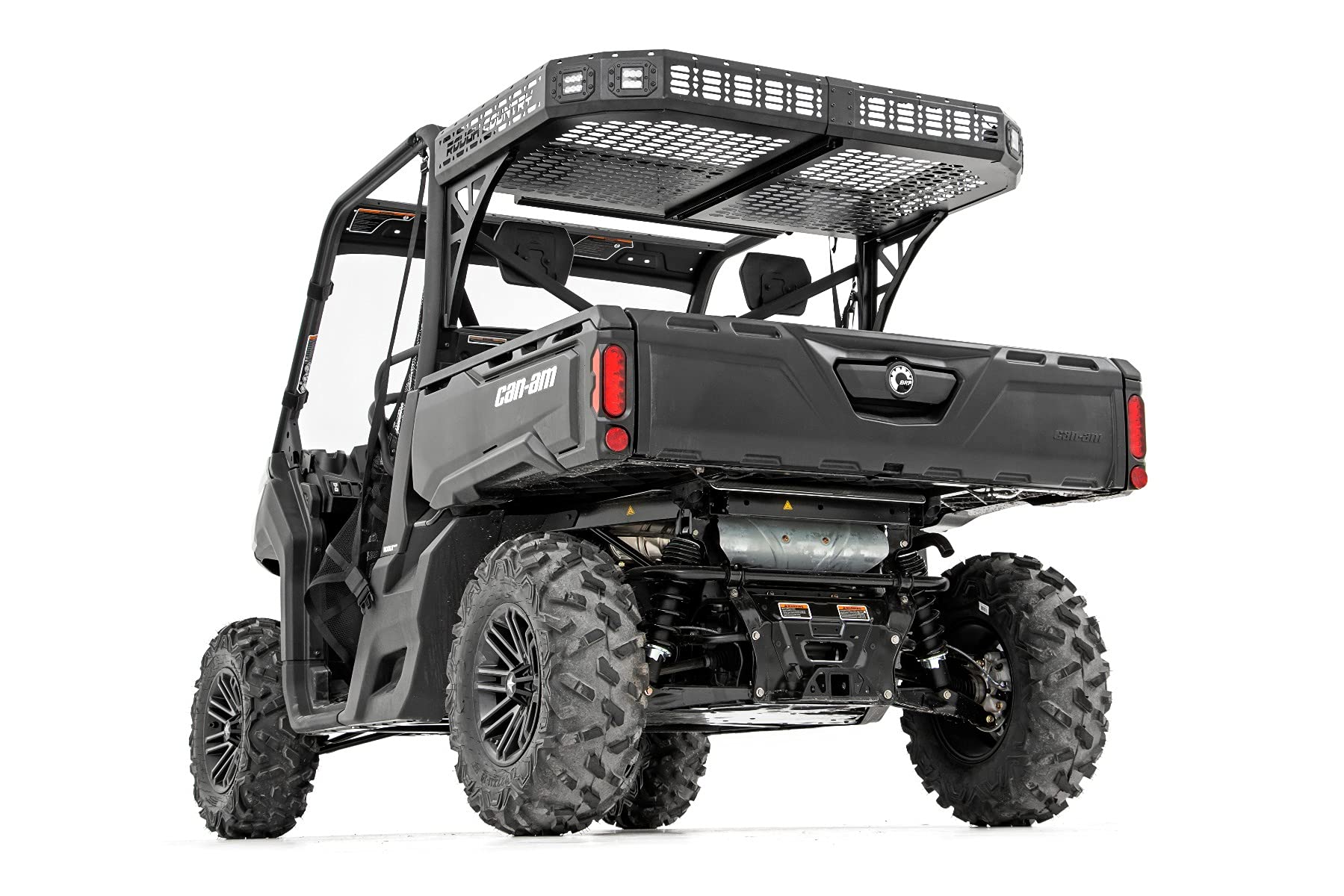 Rough Country Rear Cargo Rack for 17-22 Can-Am Defender, Alloy Steel, Black, Model 97024