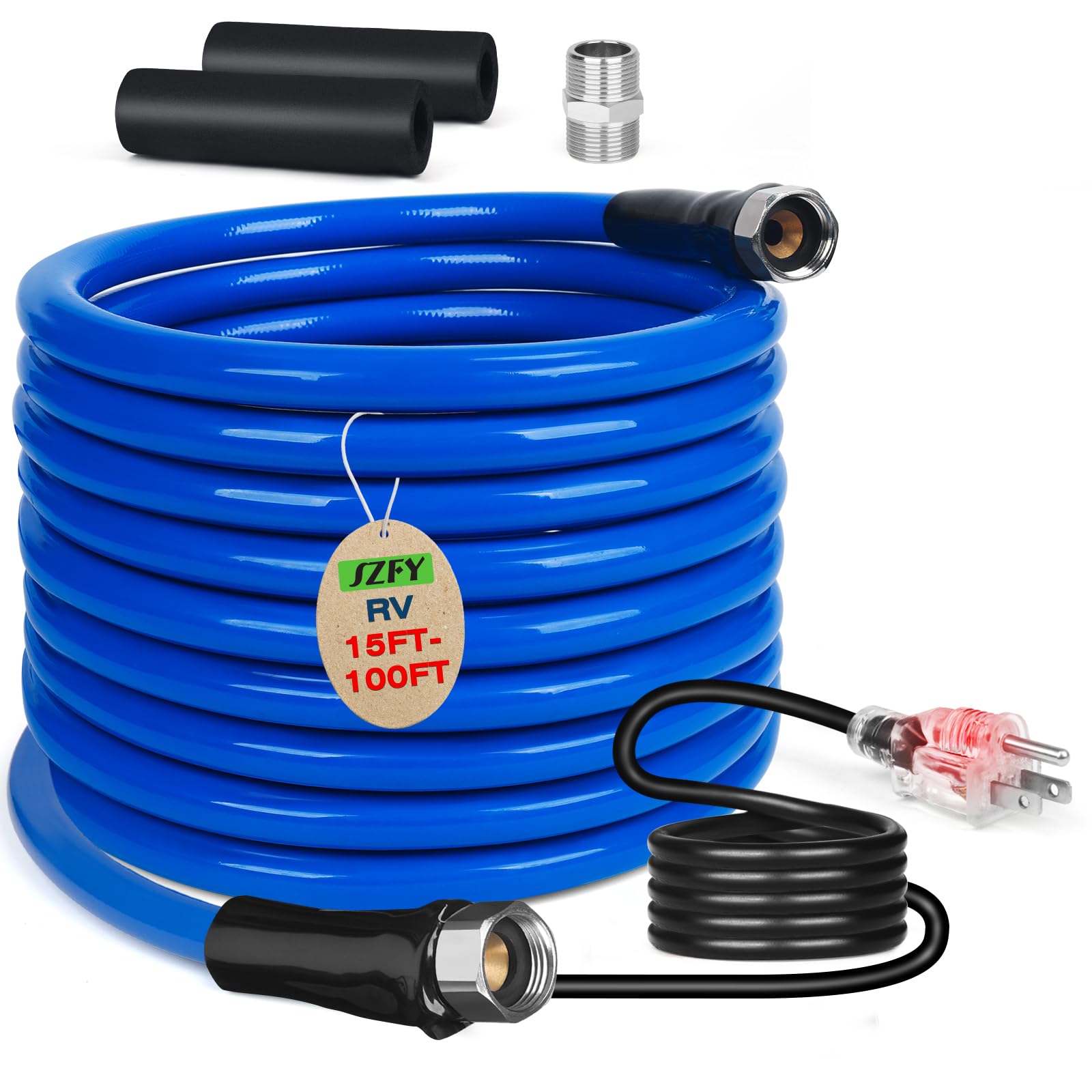 100FT Heated Water Hose for RV,Heated Drinking Water Hose with Thermostat,Lead and BPA Free,1/2 Inner Diameter,Temperatures Down