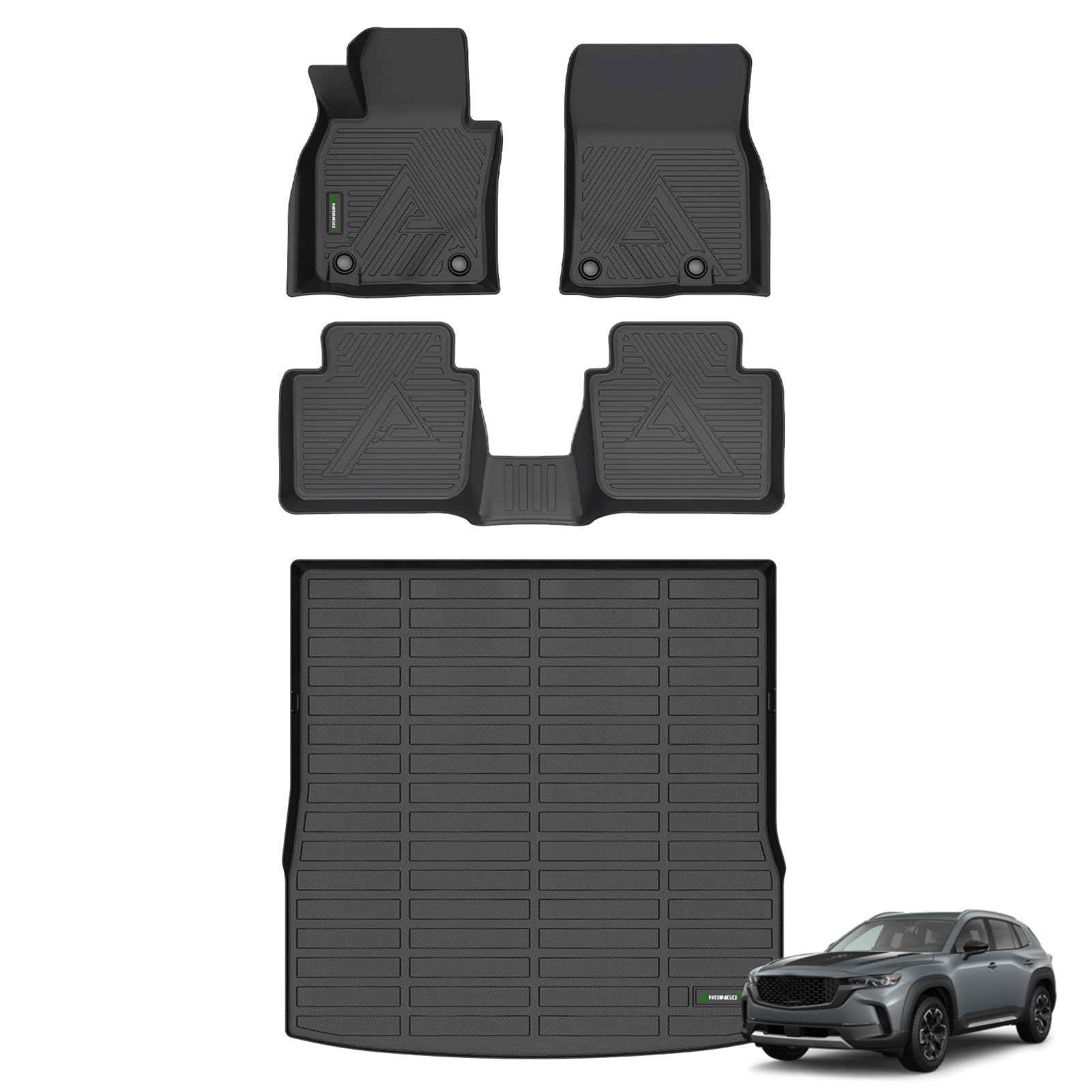 Anbingo® Floor Mats & Cargo Liner Set Fit For 2023 2024 2025 Mazda Cx-50 All Weather Protection Tpe Anti-Slip Automotive Floor Liners, Fits 1St & 2Nd Row Full Set Custom Accessories, Black