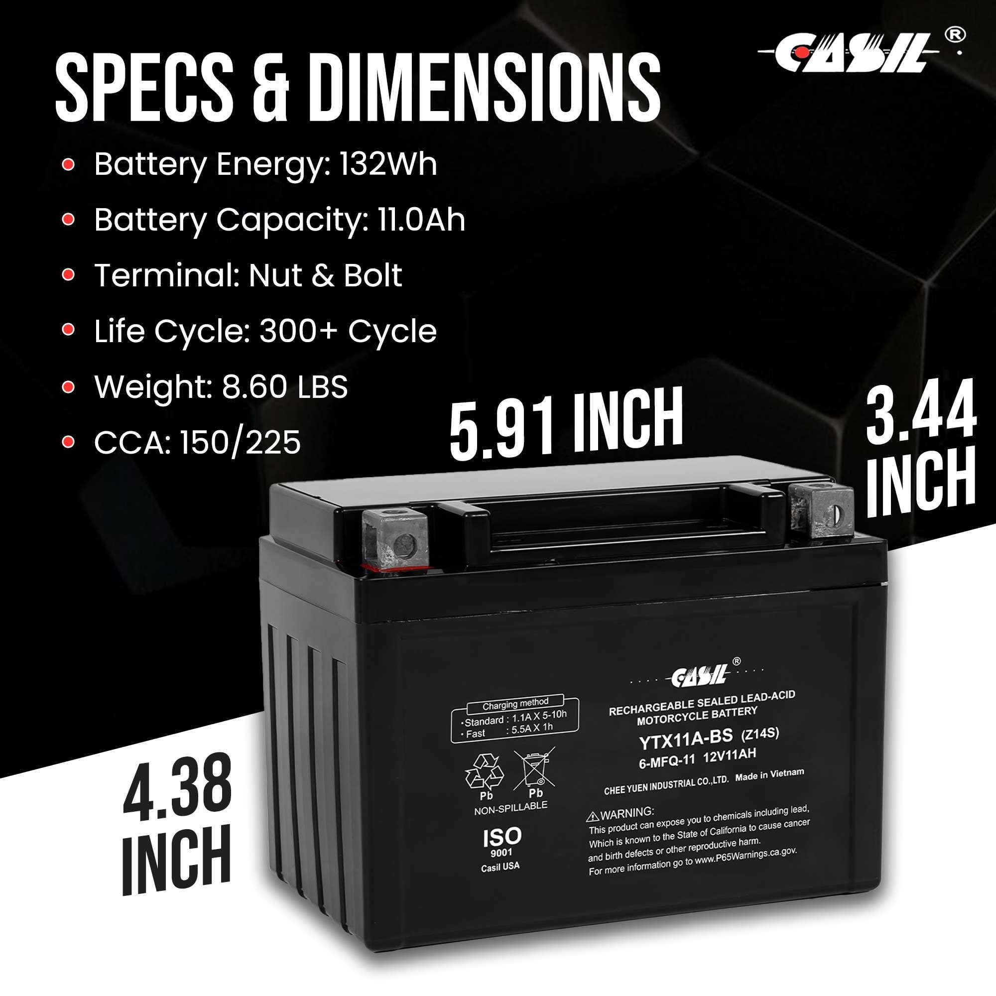 Casil Z14S 12V 225Cca Agm Powersport Battery