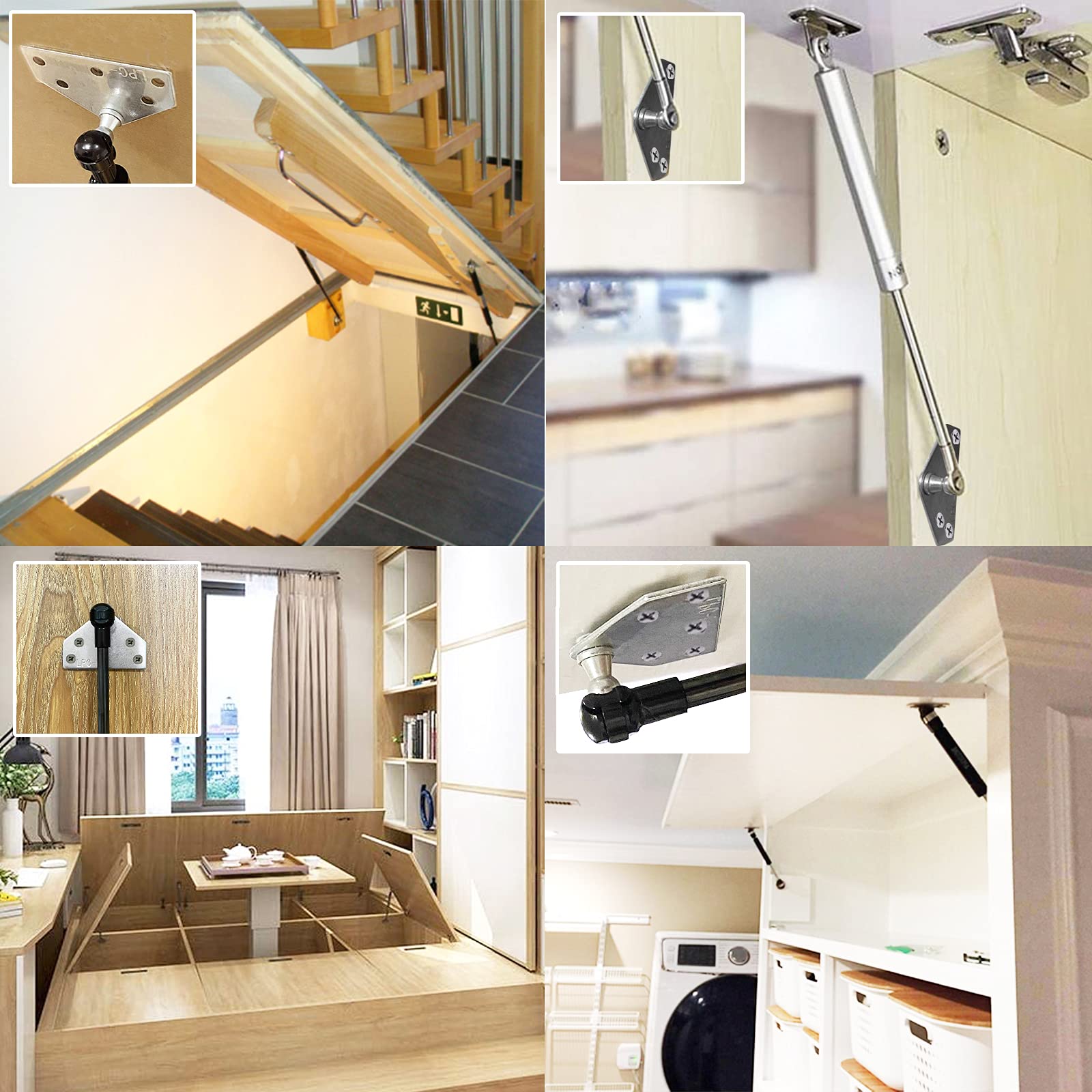 Beneges 4 Pcs 10Mm Ball Stud Mounting Brackets Witch Screws Universal Gas Spring Lift Support Strut Force Per Set 255 Lbs / 1134 N