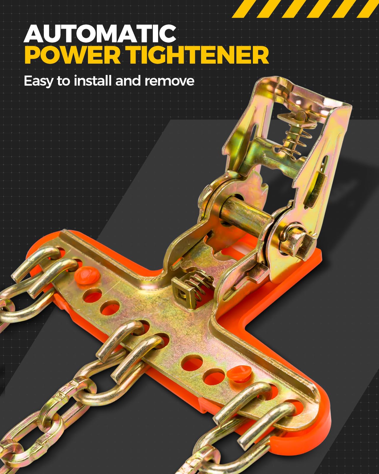 KYX Tire Chains for Car/SUV/Pickup Trucks, 8 Pcs Adjustable Alloy Steel, Fits 8.7-11.1 inch Tires, Model 2753TSC001H