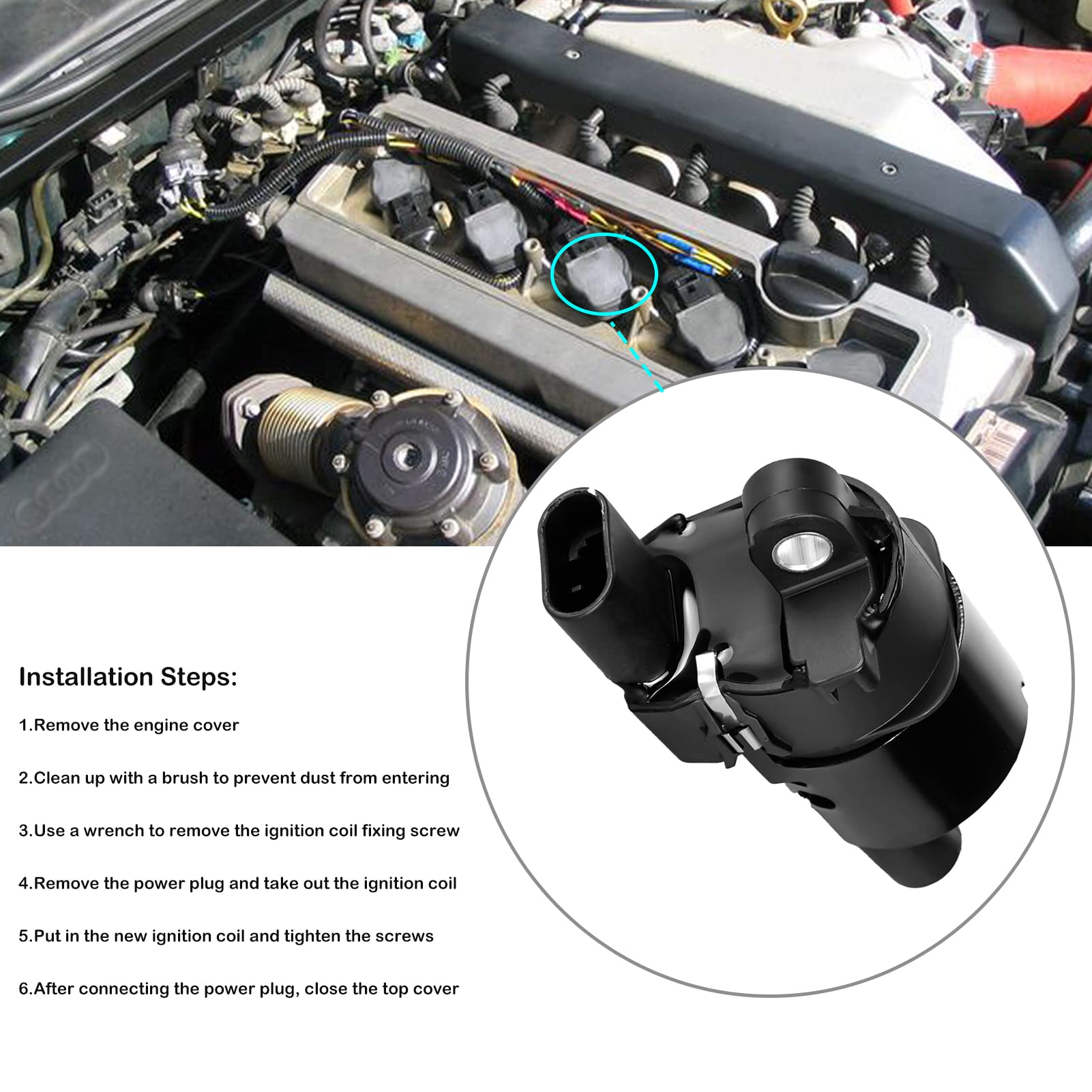 Set Of 8 Round Ignition Coil Pack For 5.3 V8 Chevy Silverado Suburban Tahoe Avalanche Gmc Yukon Sierra Canyon Savana 2007 2008 2009 2010 2011 2012 2013 2014 2015 2016 2017 Coils 5.3L Replaces# Uf414