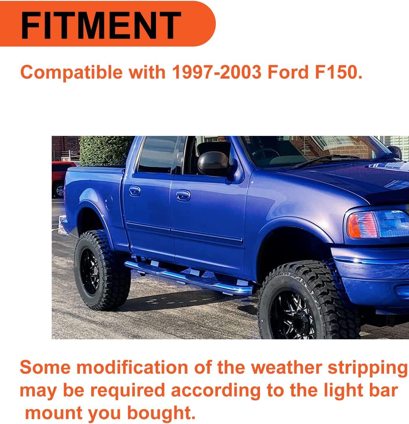 ECOTRIC 50' Straight/Curve Roof LED Light Brackets Compatible with 1997-2003 Ford F-150 Upper Windshield Roof Light Bar Mount Brackets Pair Black