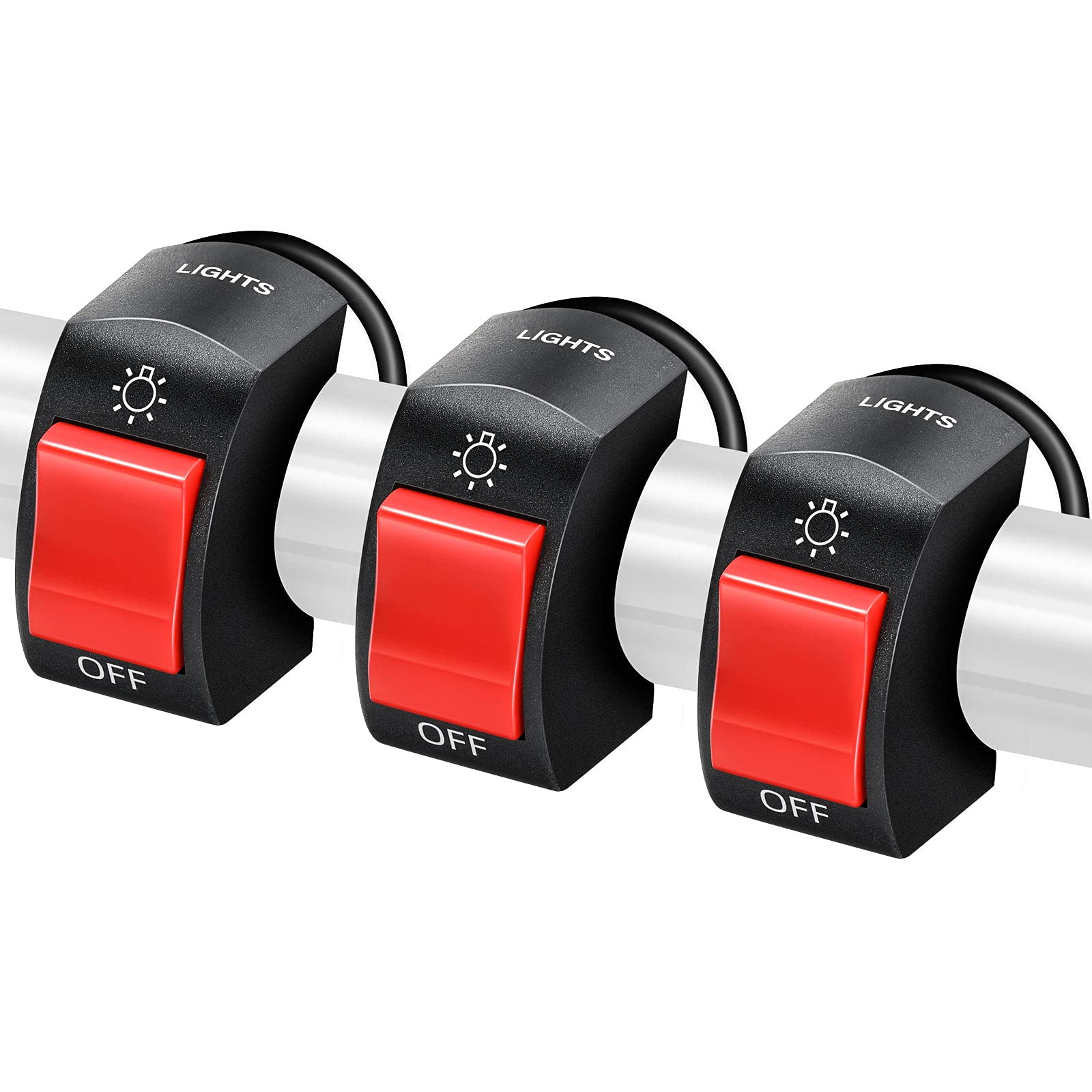 Frienda 3 Pieces Motorcycle Headlight Switch Handlebar Toggle Switch 7/8 Inch 22 Mm 12V On Off Push Button For U5 U7 U2 Motorcycles Scooter Electromobile(Red)