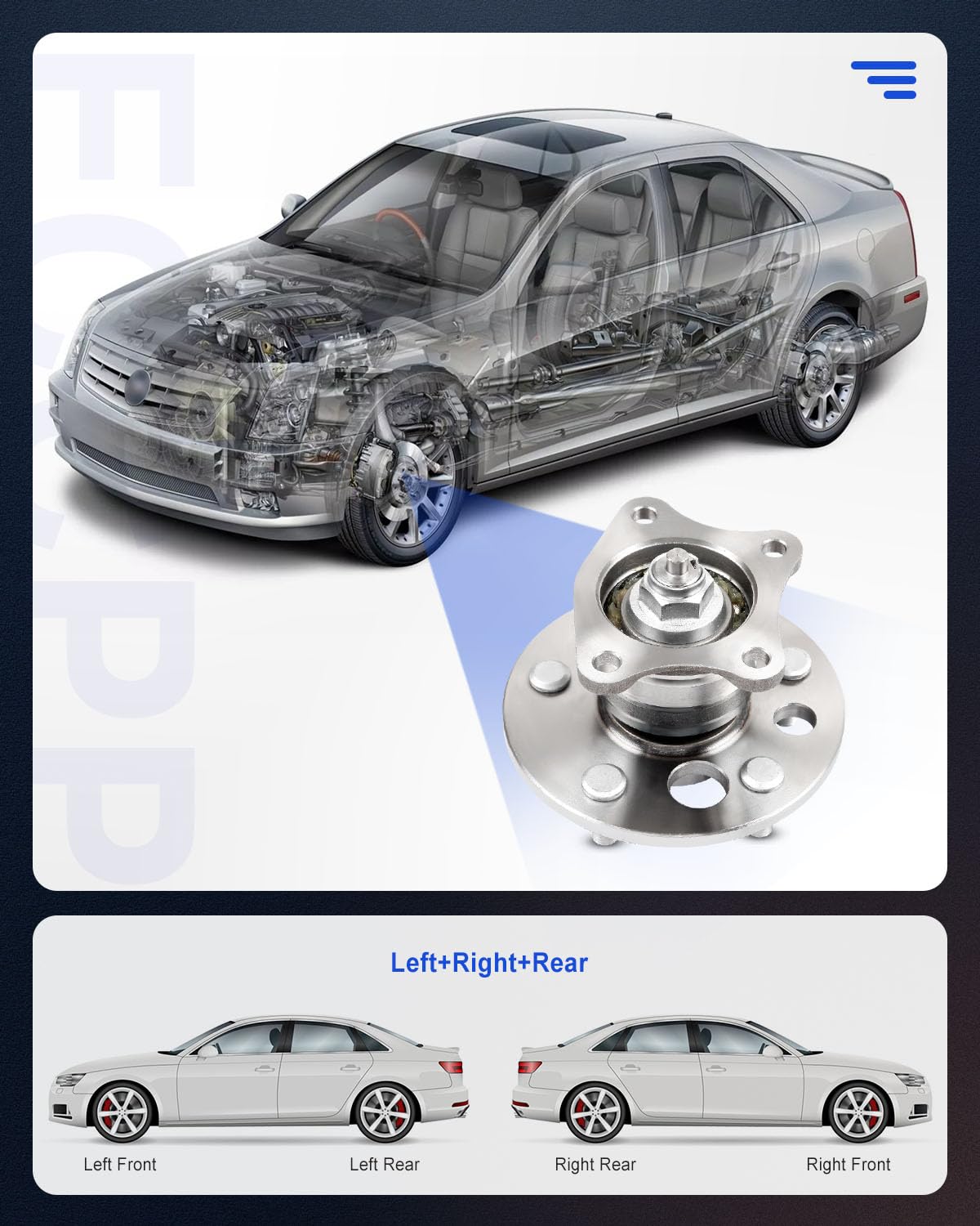 ECCPP Replacement for Pair of 2 New Complete Rear Wheel Hub Bearing Assembly 5 Lugs for 1999-2004 Toyota 512311 x2