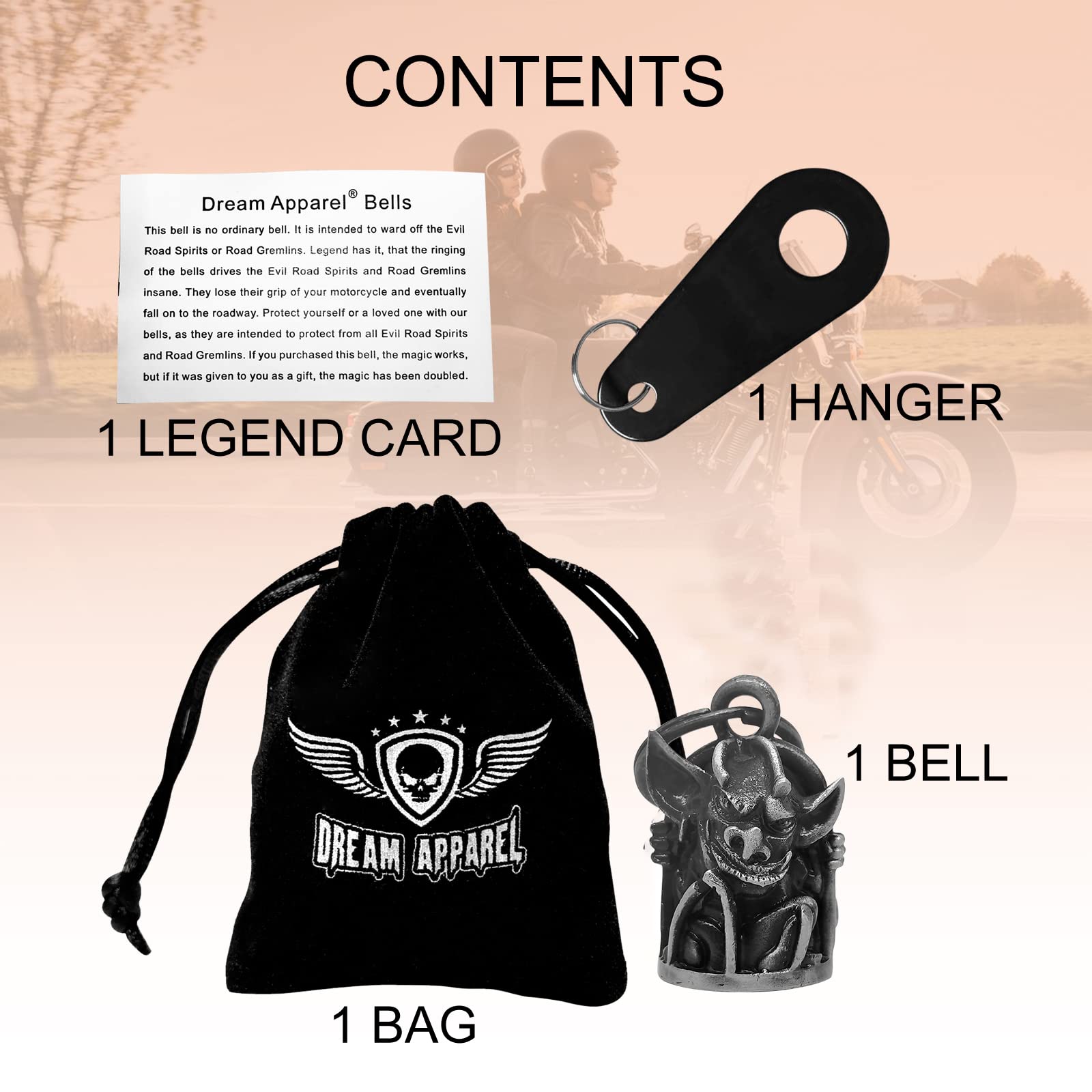 3D Motorcycle Bell With Hanger for Biker, Good Luck Motorcycle Accessories, Key Chain With Colorful Luck Bell