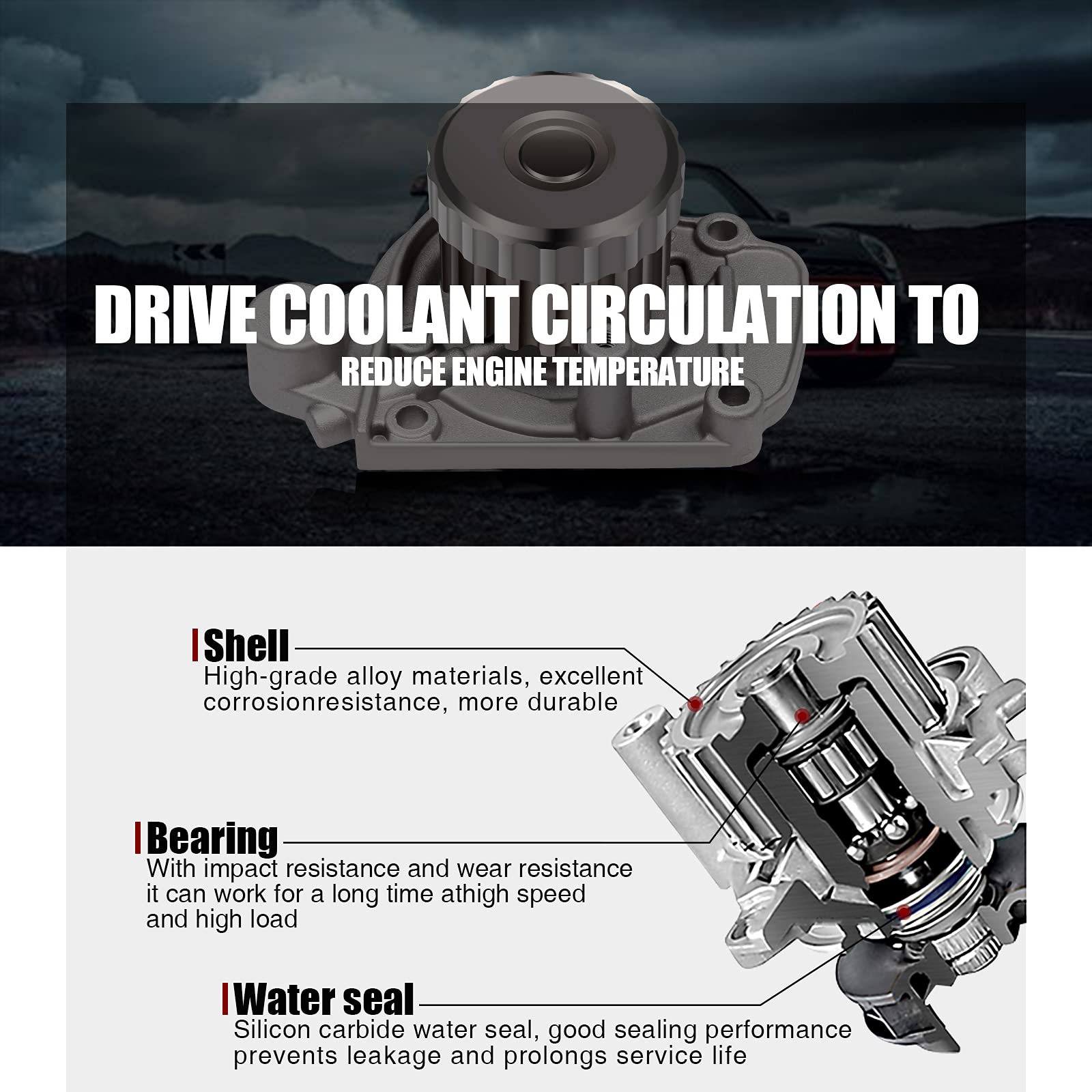 ECCPP Timing Belt Water Pump Kit Fit for 03-13 for Acura MDX 13-18 for Acura RDX 14-15 for Acura RLX 04-14 for Acura TL 03-17 fo