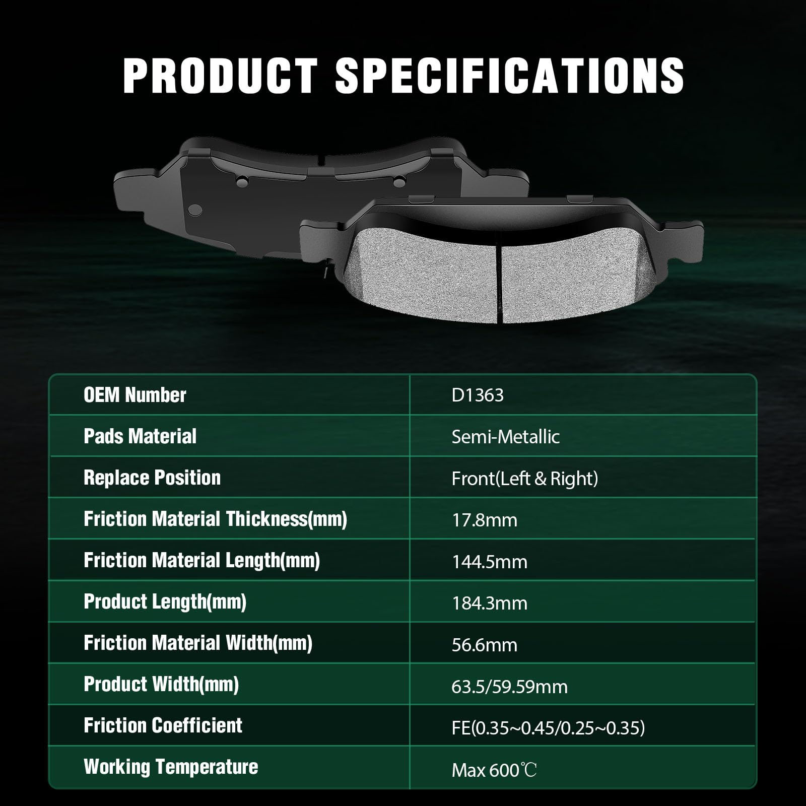 Automuto 4Pcs Front Semi-Metallic Disc Brake Pads Set D1363 For Cadillac Escalade Escalade Esv Escalade Ext Xts For Chevrolet Av