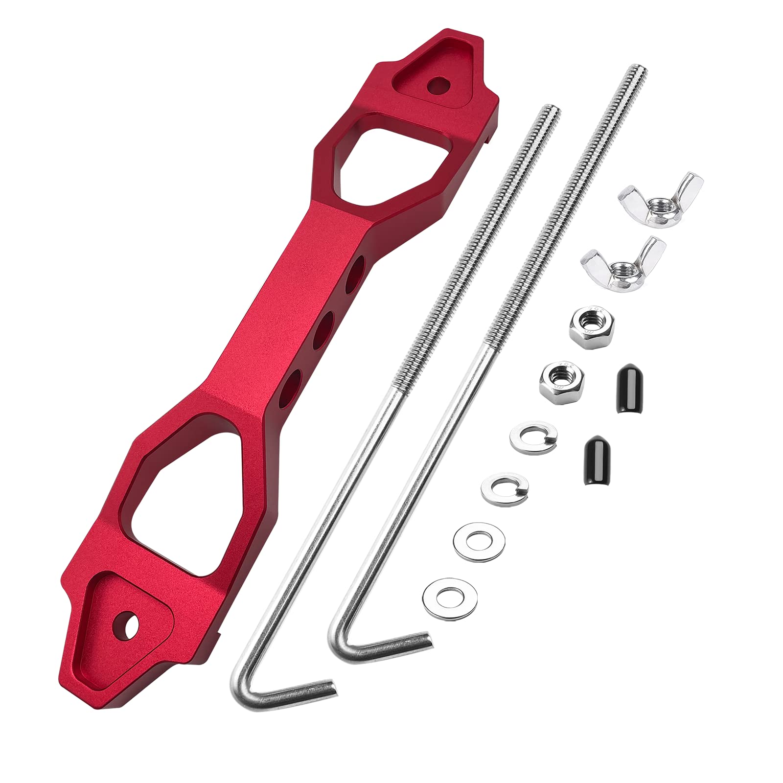 Aronova Heavy Duty Battery Hold Down Sets,With Billet Aluminum Battery Tie Down Bracket And 18-8(304) Stainless Steel J Bolts(Re