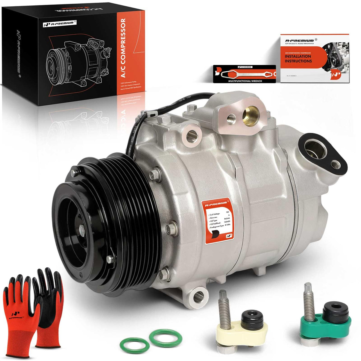 A-Premium Air Conditioner AC Compressor with Clutch Compatible with Ford Explorer 2011-2015, Police Interceptor Utility 2013-201