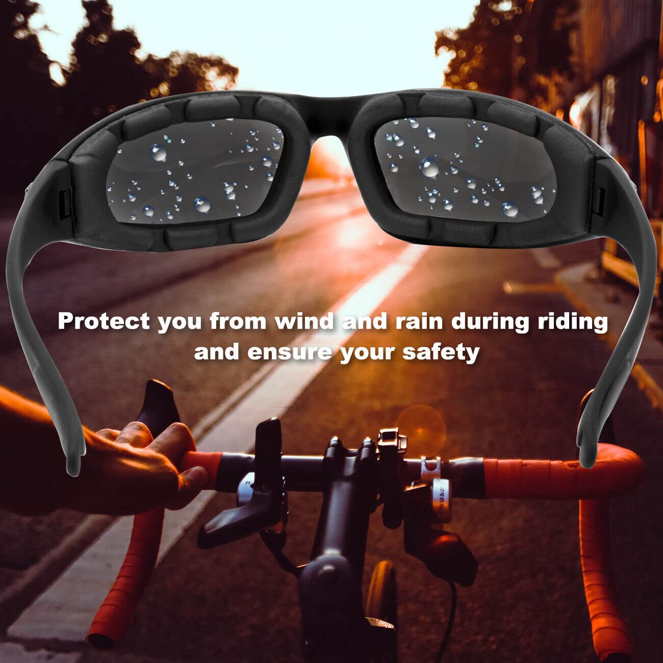 Driving Motorcycle Riding Glasses Foam Padded Motocross Eyeglass Waterproof Uv Protection Anti-Wind Dustproof Goggles Eyewear Motorcycle Sunglasses For Outdoor Activities Extreme Sports(Smoke Lens)