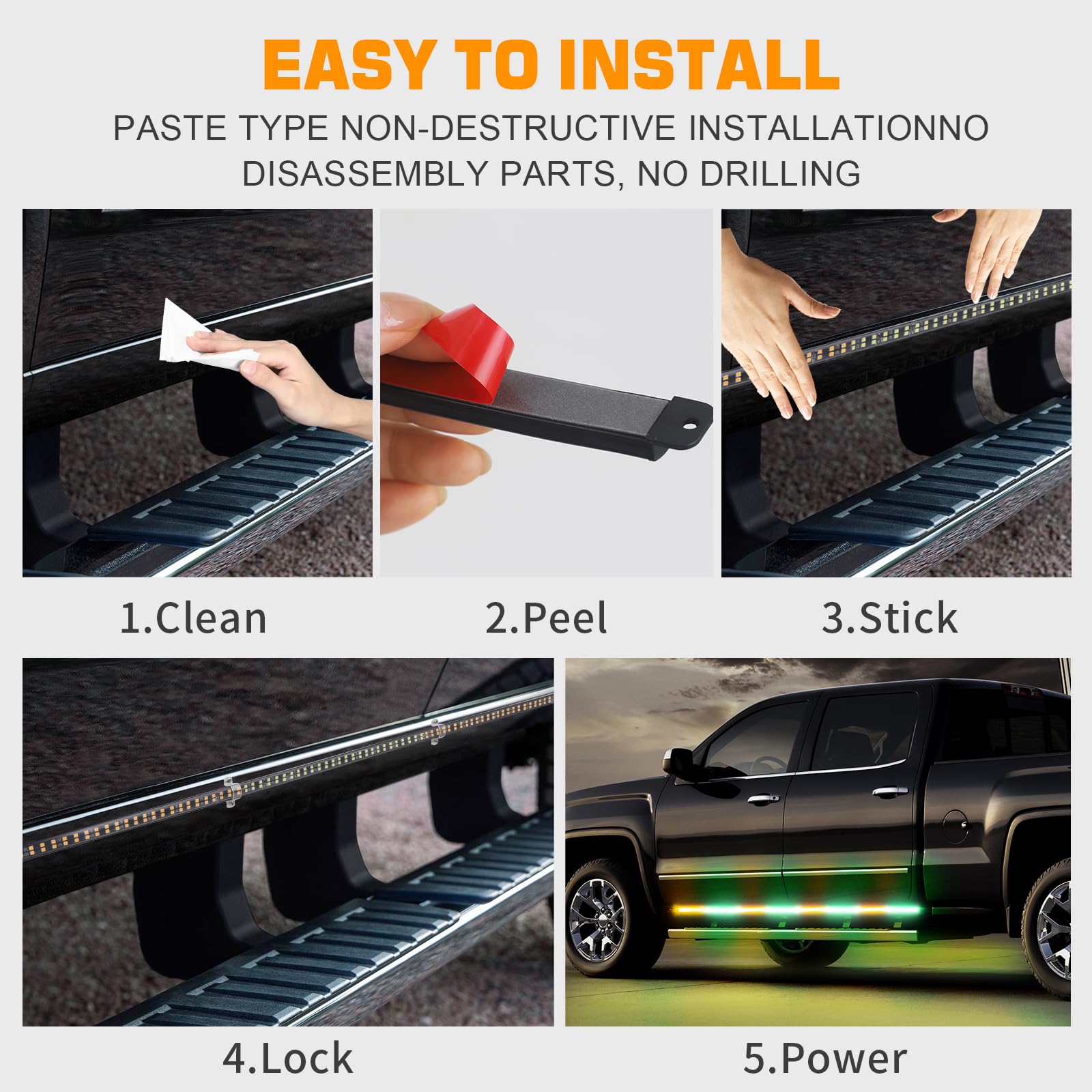 Xridonsen 2Pcs 70 Inch Truck Amber Green Emergency Lights Strip 864 Led Running Board Strobe Lights Bar Firefighter Lights Flash