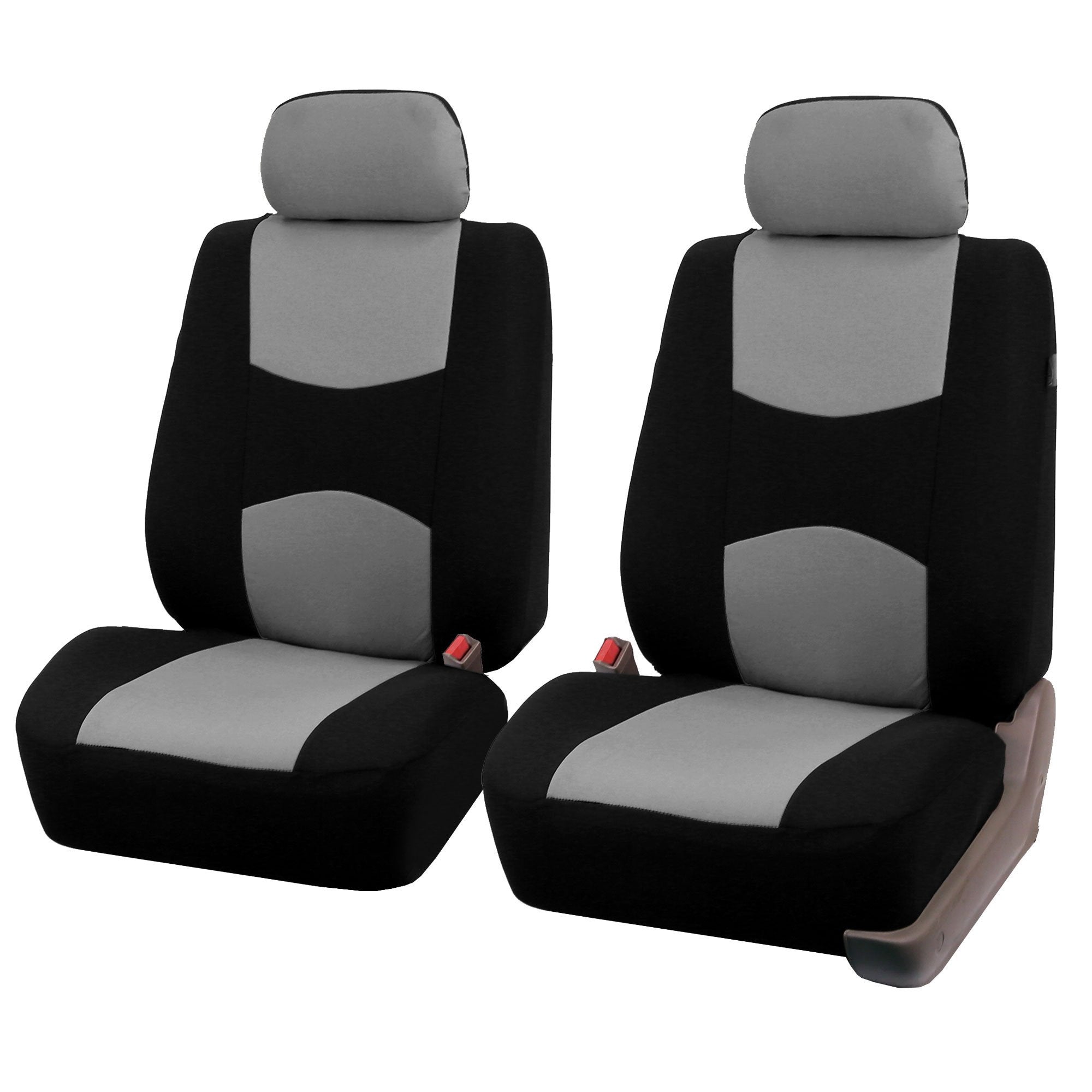 FH Group Front Set Cloth Car Seat Covers for Low Back Seats with Removable Headrest, Universal Fit, Airbag Compatible Car Seat Cover for SUV, Sedan, Van, Gray