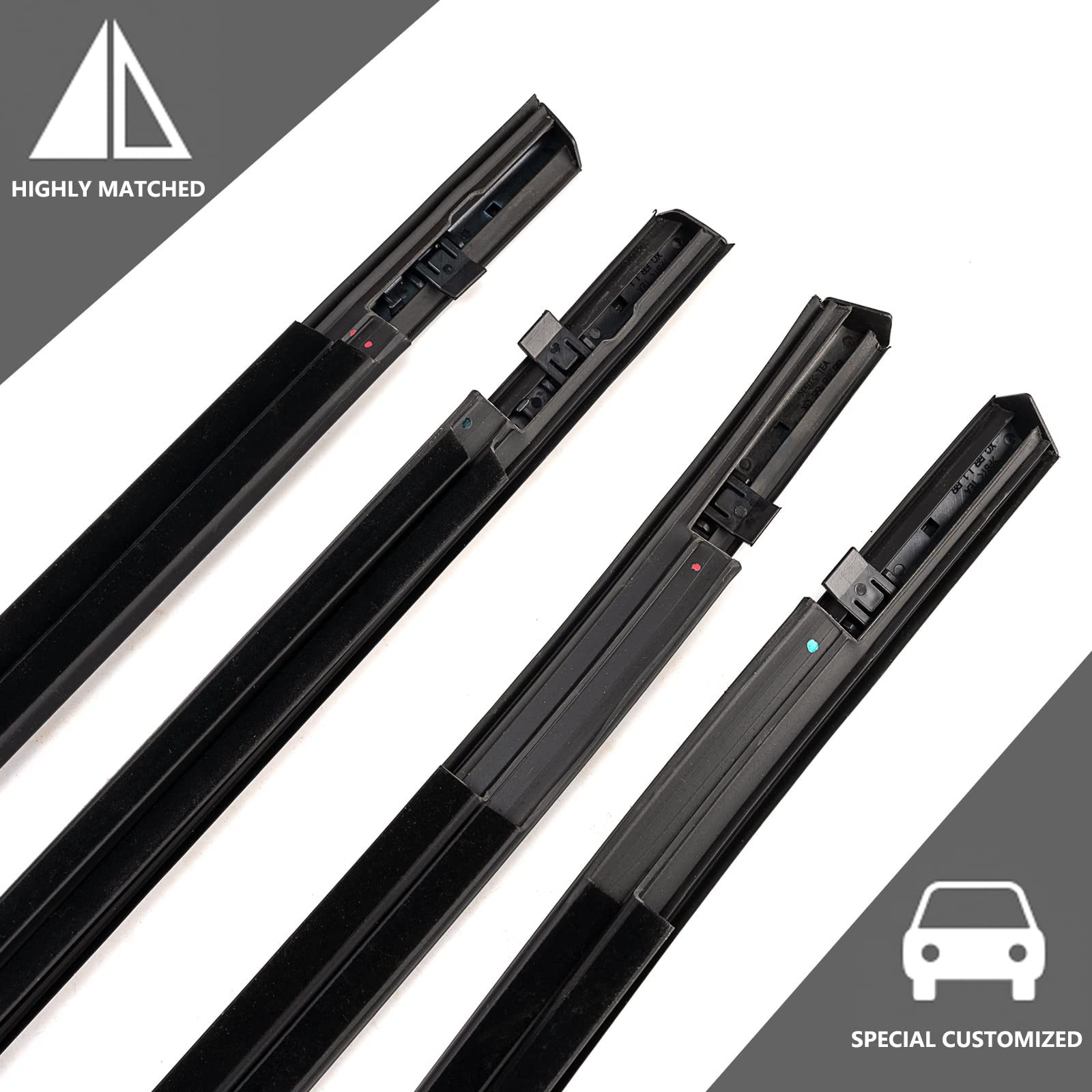 Geataat 4Pcs Weatherstrip Window Moulding Trim Seal Belt Compatible With 2016-2021 Honda Civic 4 Door Sedan