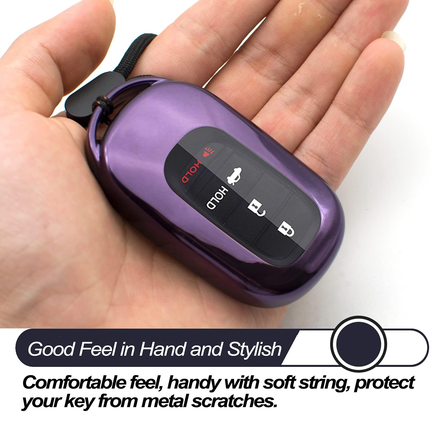 MECHCOS Compatible with 2024 2023 2022 Honda Civic CR-V Accord HR-V Pilot Purple TPU Key Fob Cover Case Remote Holder Skin Protector Keyless Entry Sleeve Accessories