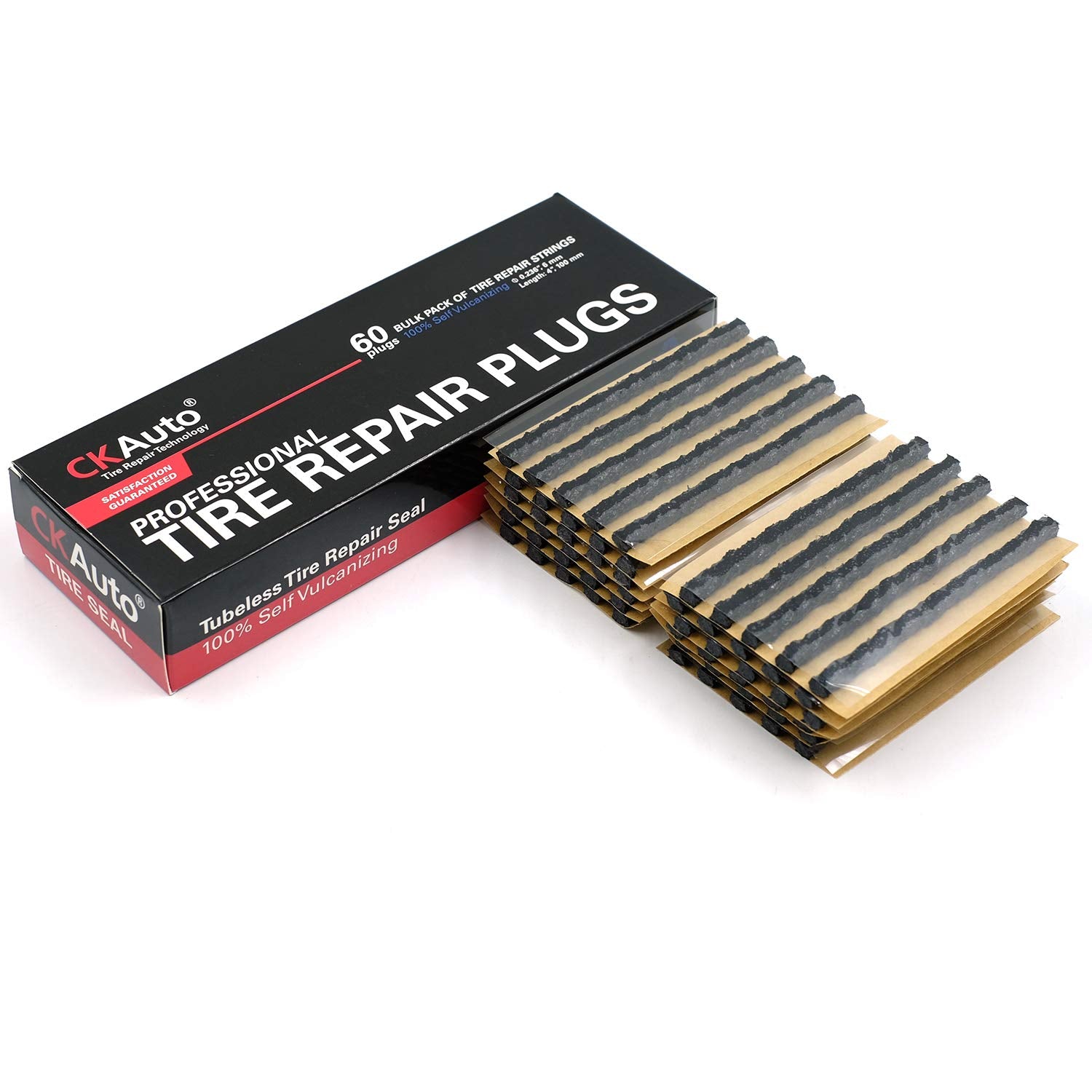 Ckauto 60Pcs 4'' Black Tire Repair Strings, Automotive Tool Tire Repair Plugs For Tubeless Off-Road Tires Car, Bike, Atv, Utv, W