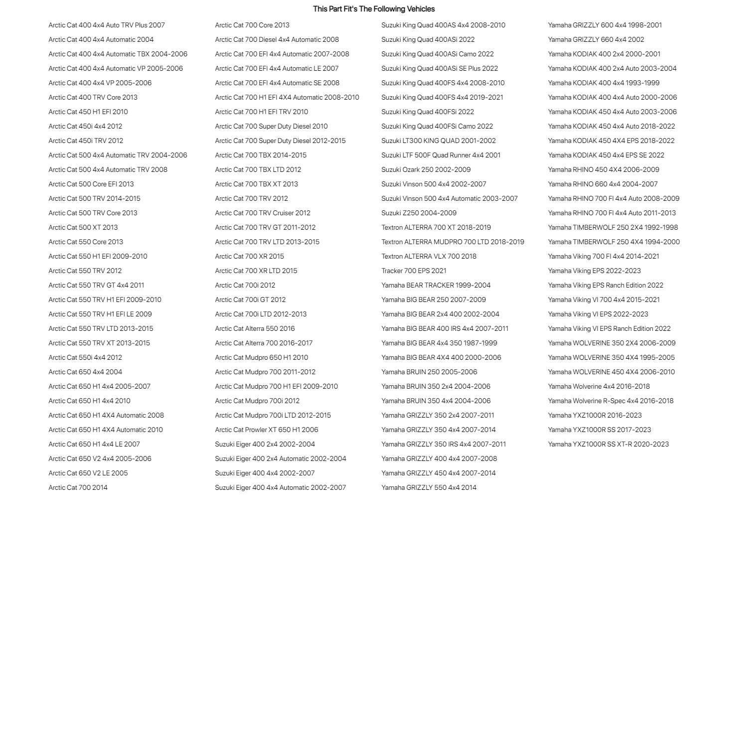 Tusk U-Joint Kit For Yamaha Rhino 660 4X4 2004-2007