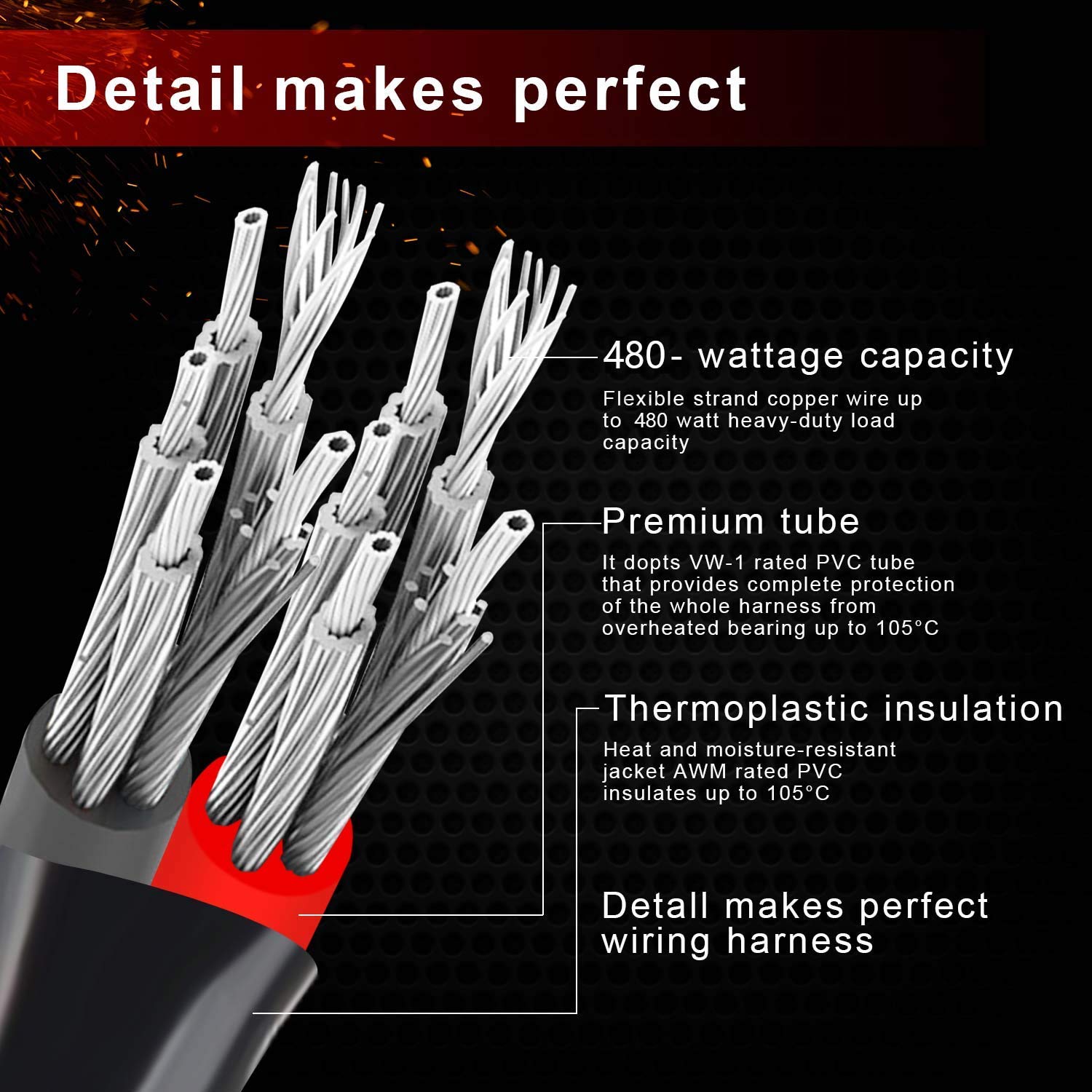 Kairiyard Light Bar Wiring Harness Motorcycle Handlebar Switch 13Ft 14Awg 2 Leads Universal Fog Light Wiring Harness Kit 480W 12V Relay 40A Fuse Relay For Switching Different Light Mode