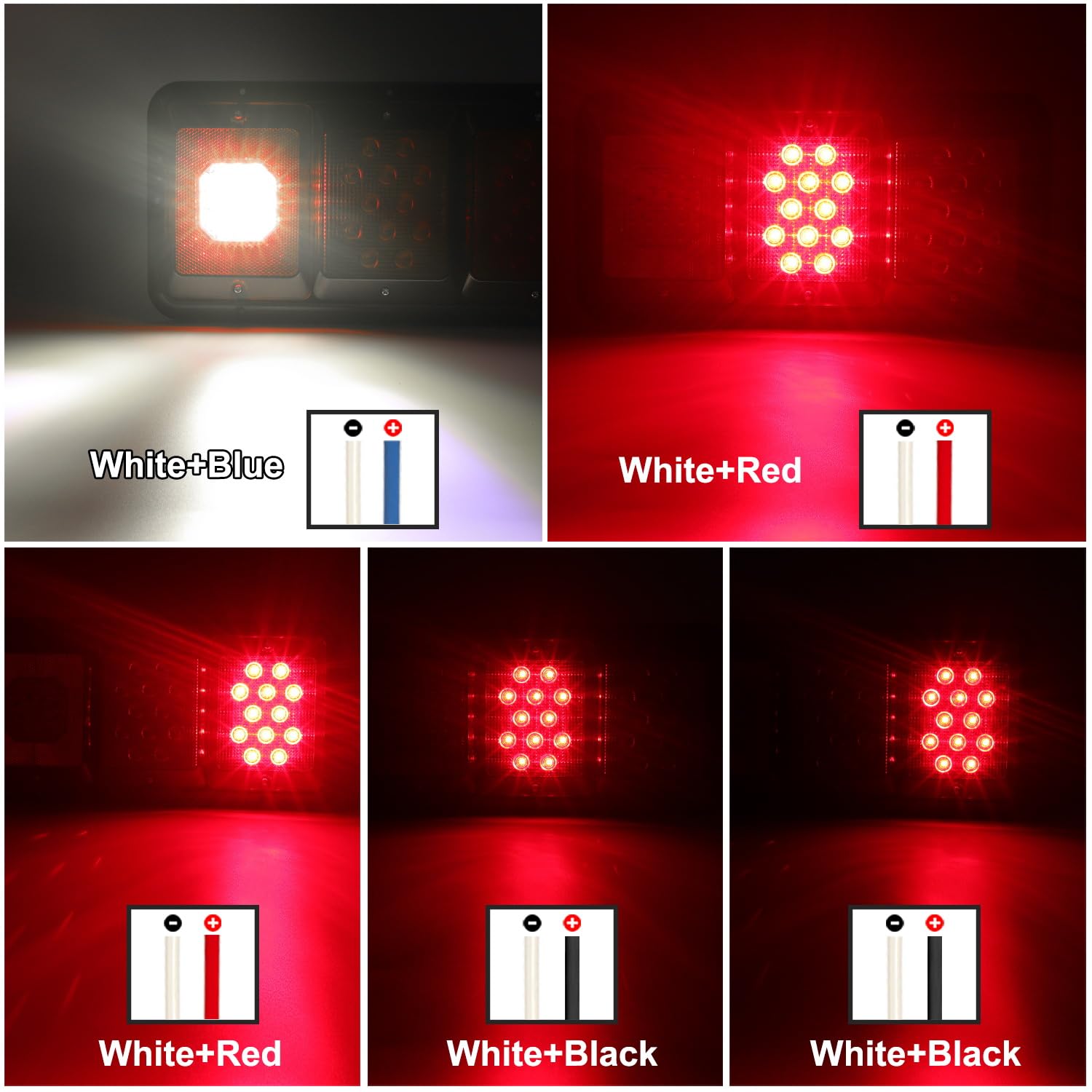 Partsam 2Pcs Led Triple Tail Lights 45 Leds, Rectangle Vertical Or Horizontal Mount Led Trailer Camper Rv Tail Lights Stop Turn