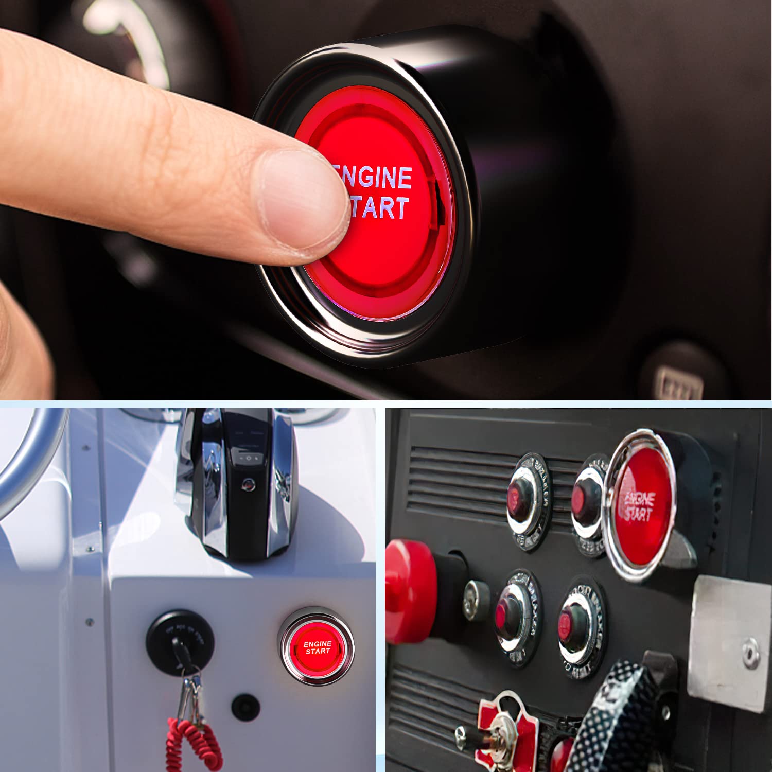 Nilight Start Engine Button 12V Dc 50A Spst On Off Momentary Switch Red Car Start Engine Button Stater Push Start Ignition Switc