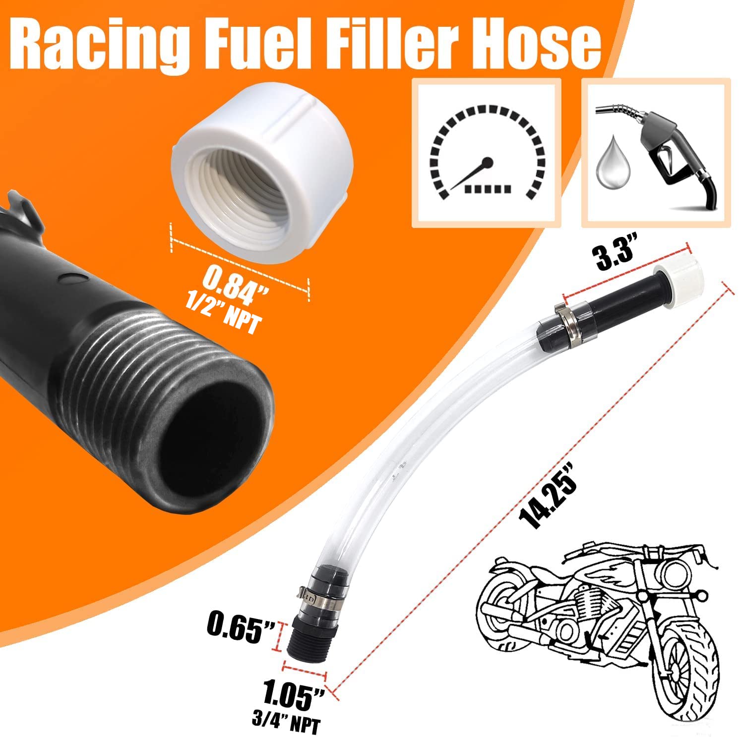 Prijesse 4 Pack Racing Fuel Filler Jug Hose, 14 Inch Transparent Gas Can Hose With 2 Pack Hose Bender, Clear Racing Fuel Filler Hose For Fuel Filler Hose Racing Fuel Container Fuel Tank Gas Can