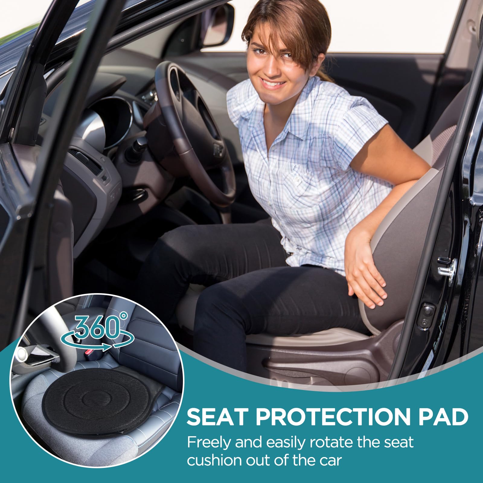 FACULX Rotating Seat for Car 360 Swivel Seat for Car for Elderly Non-Slip Portable Rotating Car Seat Pad for Driving, Chairs, St