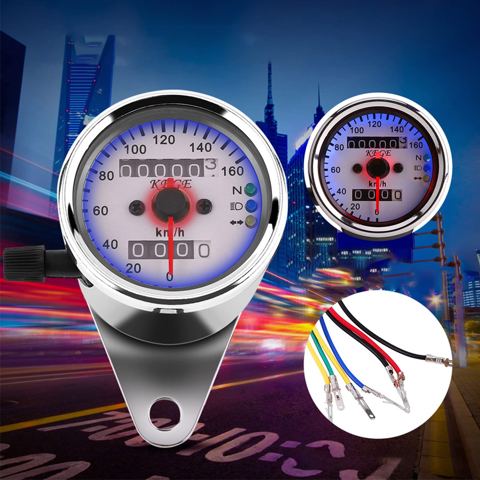 Motorcycle Odometer Speedometer Gauge Signal Dual Digital Display Km/H Universal 1Pc(Black)