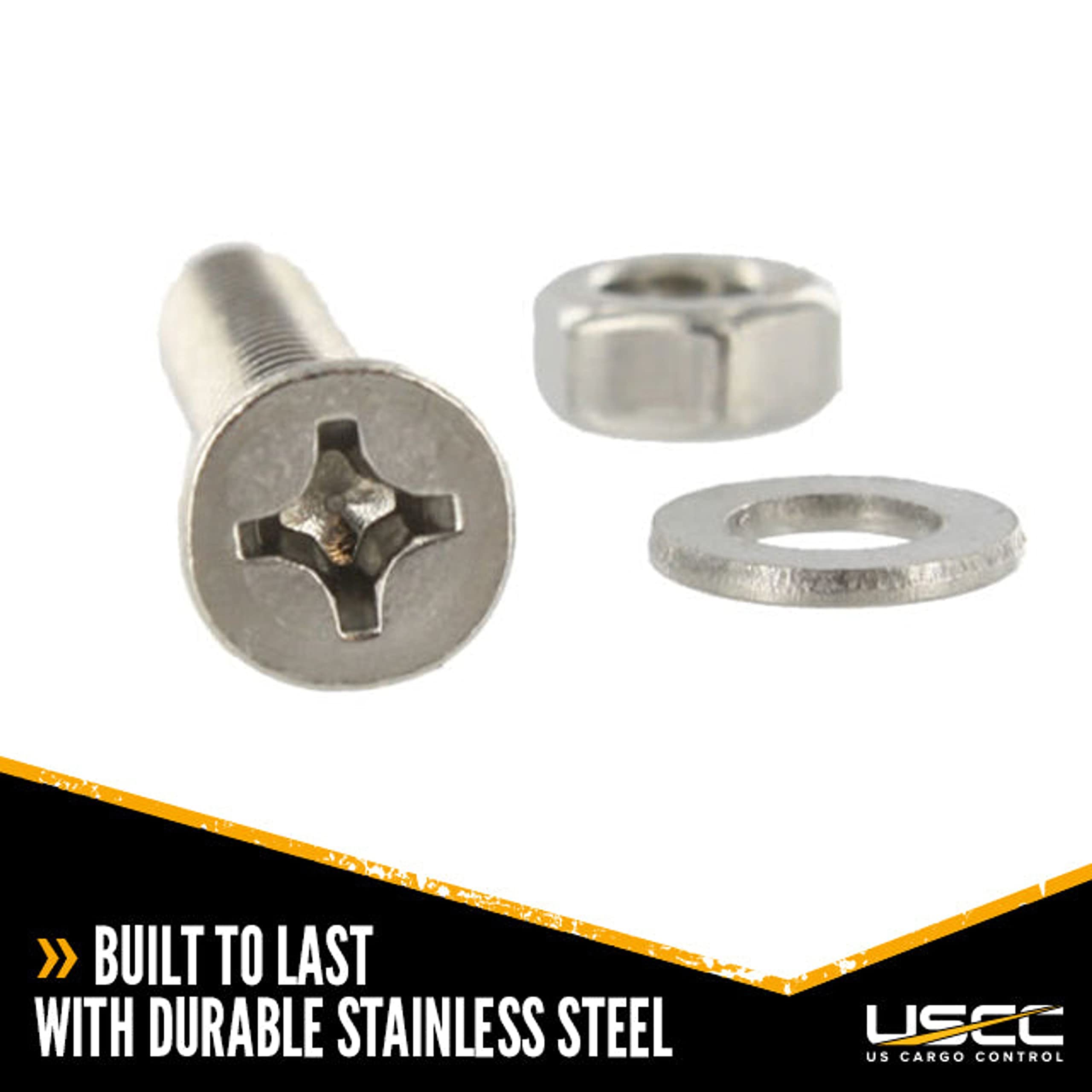 US Cargo Control Airline-Style Track Fastener Pack, Package of 10 Sets of Bolts, Nuts, and Washers, Quickly Install and Secure L Track Tie Down Systems to Your Pickup Truck, Van, Or Trailer