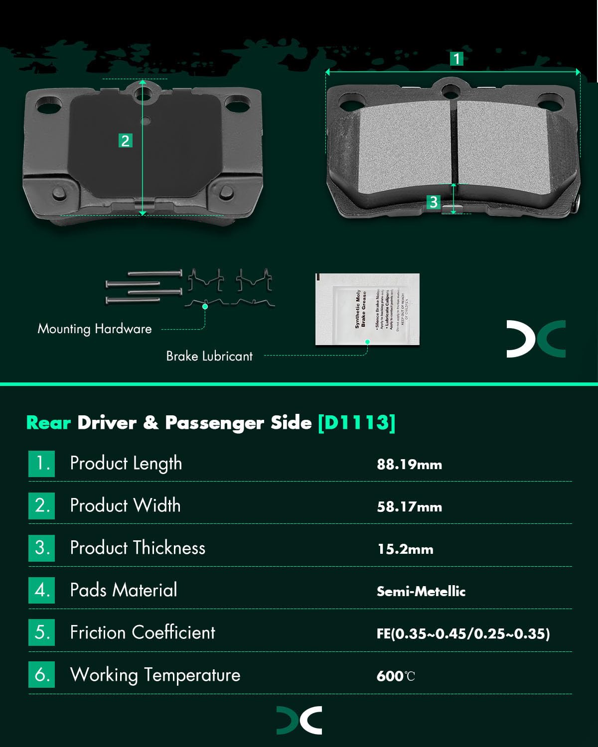 Scitoo Front Ceramic Rear Semi-Metal Disc Brake Pads Kits 8Pcs Fit For 2006 For Lexus Gs300,2009-2013 For Lexus Is250