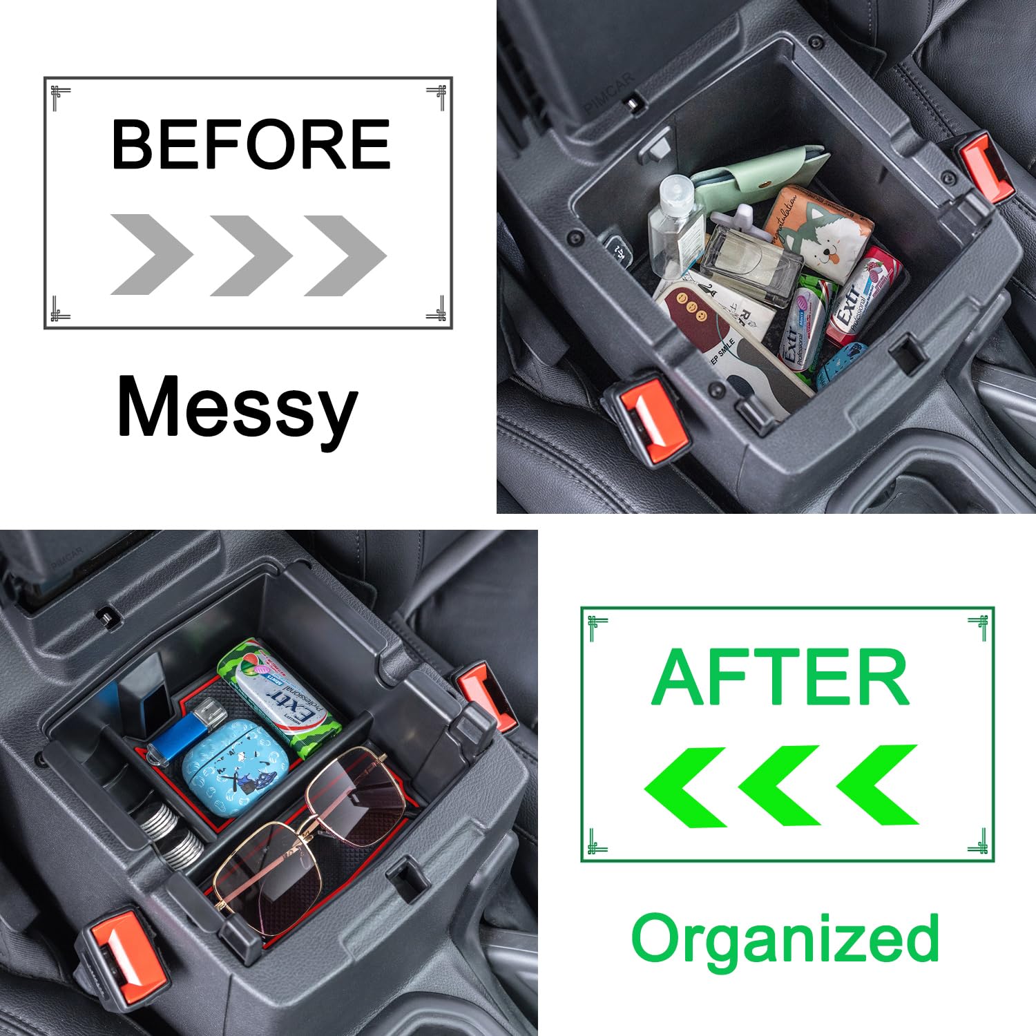 Pimcar Compatible With Jeep Wrangler Jl/Jlu 2018-2024 & Jeep Gladiator Jt 2020-2023 Center Console Organizer Armest Storage Tray (Not For Jk/Jku)-Red Trim
