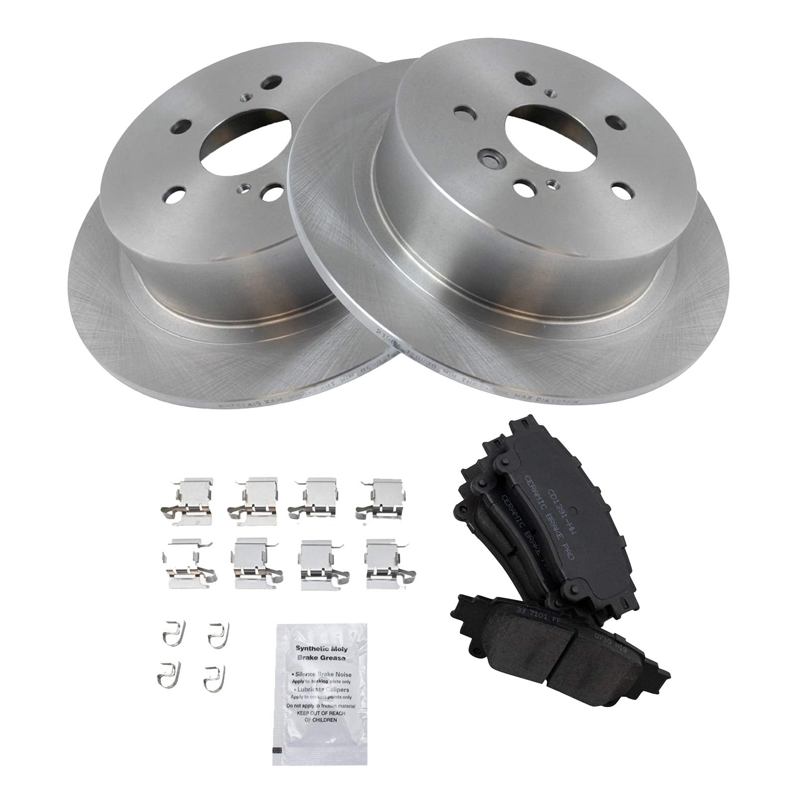 Trq Rear Brake Pad & Rotor Kit Brake Pads Brake Rotor Ceramic Compatible With 2014 Toyota Highlander