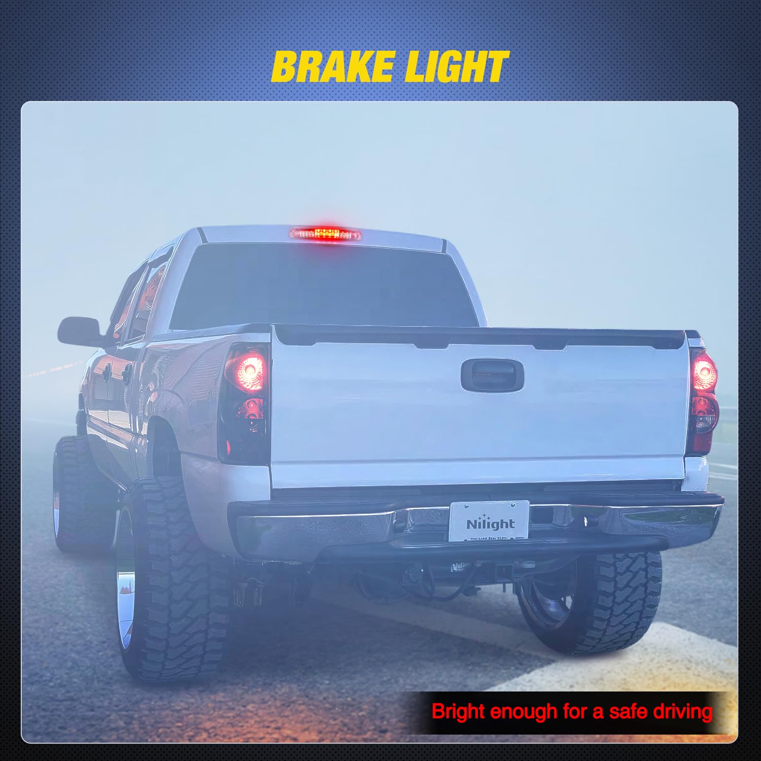 Nilight Third Brake Light Tail High Mount 3Rd Stop Cargo Reverse Led Lights Red Shell For Chevy Silverado Gmc Sierra 1500 2500 3