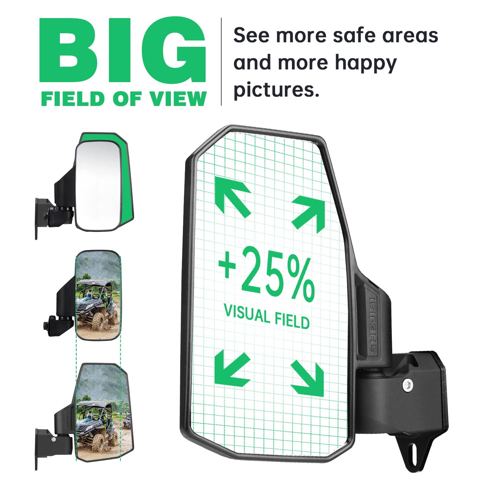 Shejisi Defender Side Mirrors,The Spring Back Feature Allows Easy Reset After Fold,2024 New Utv Mirrors Compatible With Can Am D