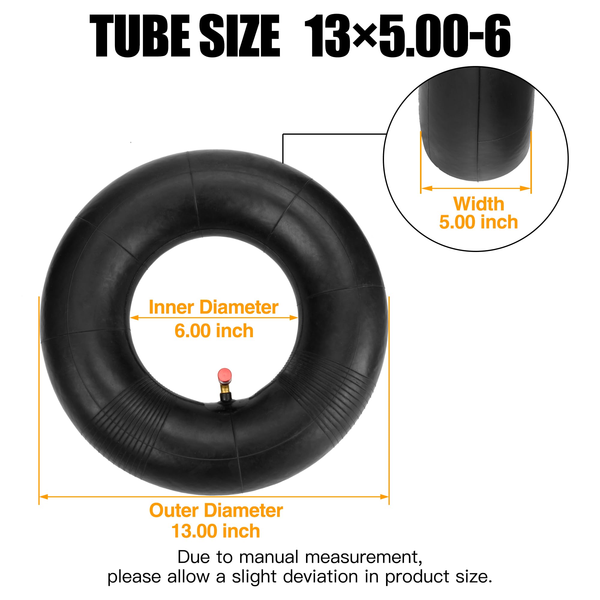Fvrito 13X5.00-6 5.00-6 Inner Tube For Razor Dirt Quad (Versions 1-18) Go Kart Atv Yard Tractor Snow Blower Wagons Hand Truck La