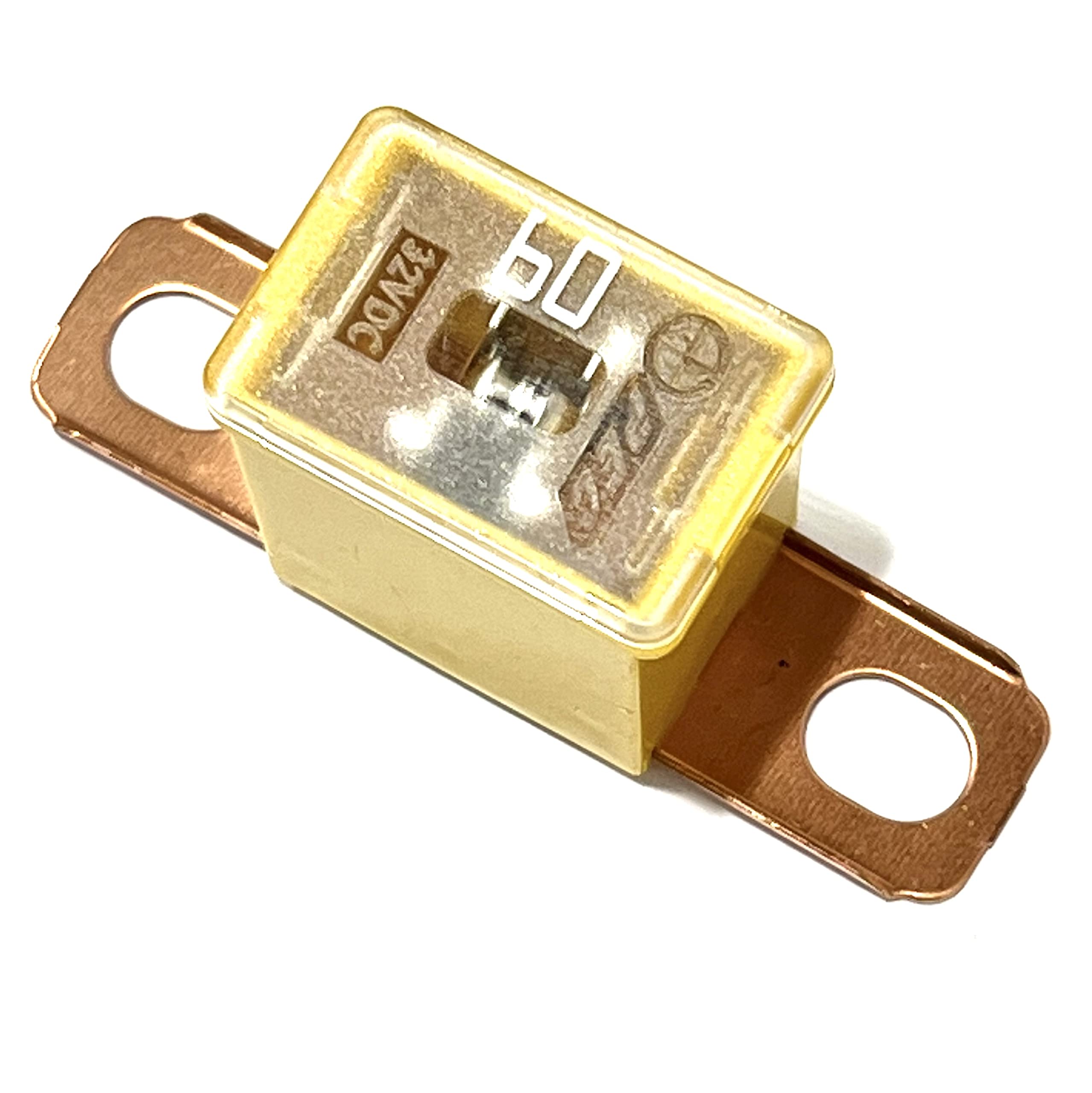 EDS New 927-0060 Yellow 60 AMP Fuse Multi Purpose PAL Series 1 32V 13/16 Bent - Replacement for FLD-60 PAL460BP Bolt on Cartridg