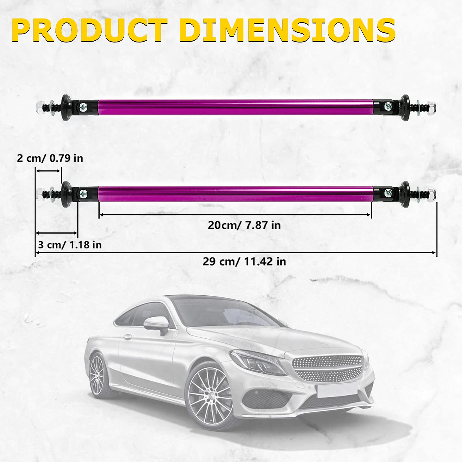Splitter Strut Rods, Auxmart 200Mm Lip Splitter Support Rod Diffuser Strut Rod Tie Support Bars 200Mm Fit Most Vehicles, Pack Of 2, Purple