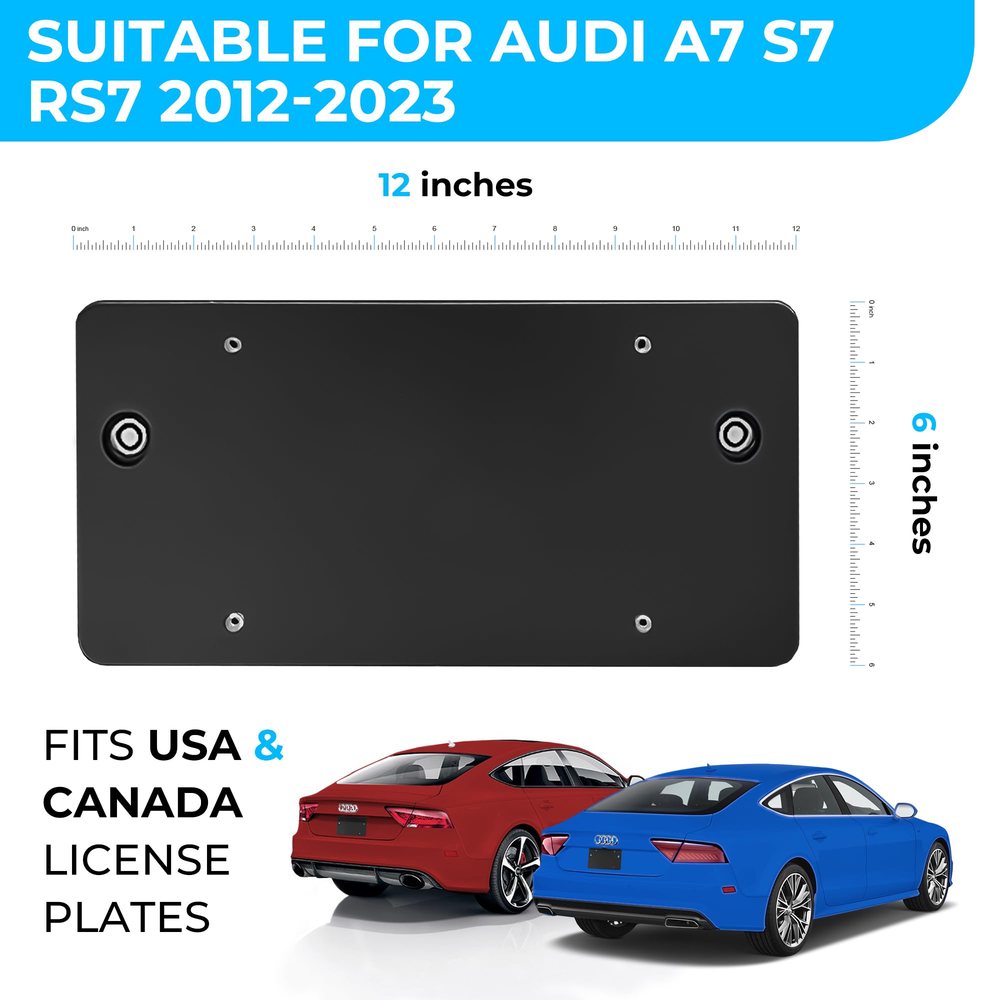 Rear Bumper License Plate Bracket For Audi A7 S7 Rs7 2012-2023, Plate Holder Set W 8 Unique Screw Bolts & Wrench Kit, License Ta