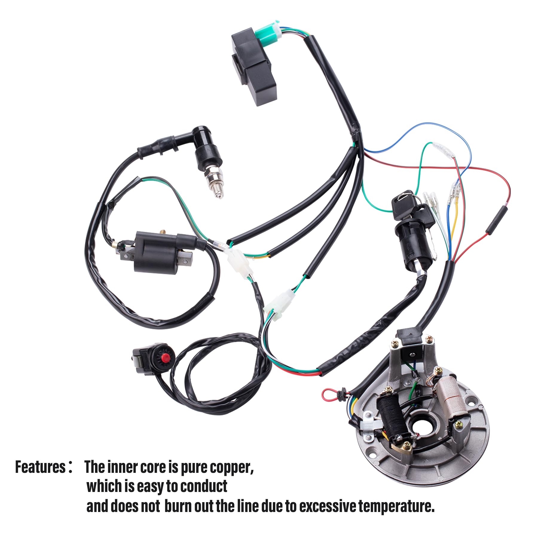 CIOM Magnetoelectric Coils Wiring Loom Harness Kill Switch Ignition Coil Cdi Box Spark Plug Rebuild Kit Kick Start Dirt Pit Bike